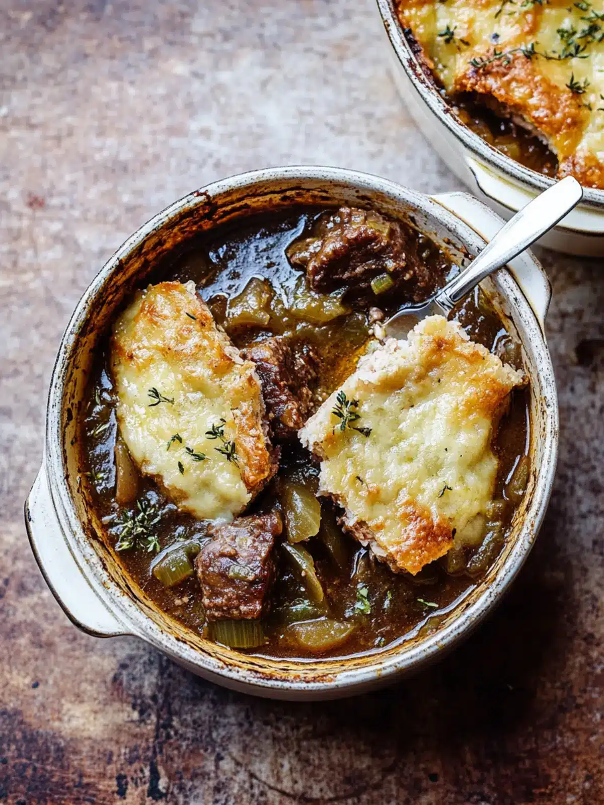 Savory French Onion Beef Stew with Cheesy Bread Bliss 3 French Onion Beef Stew