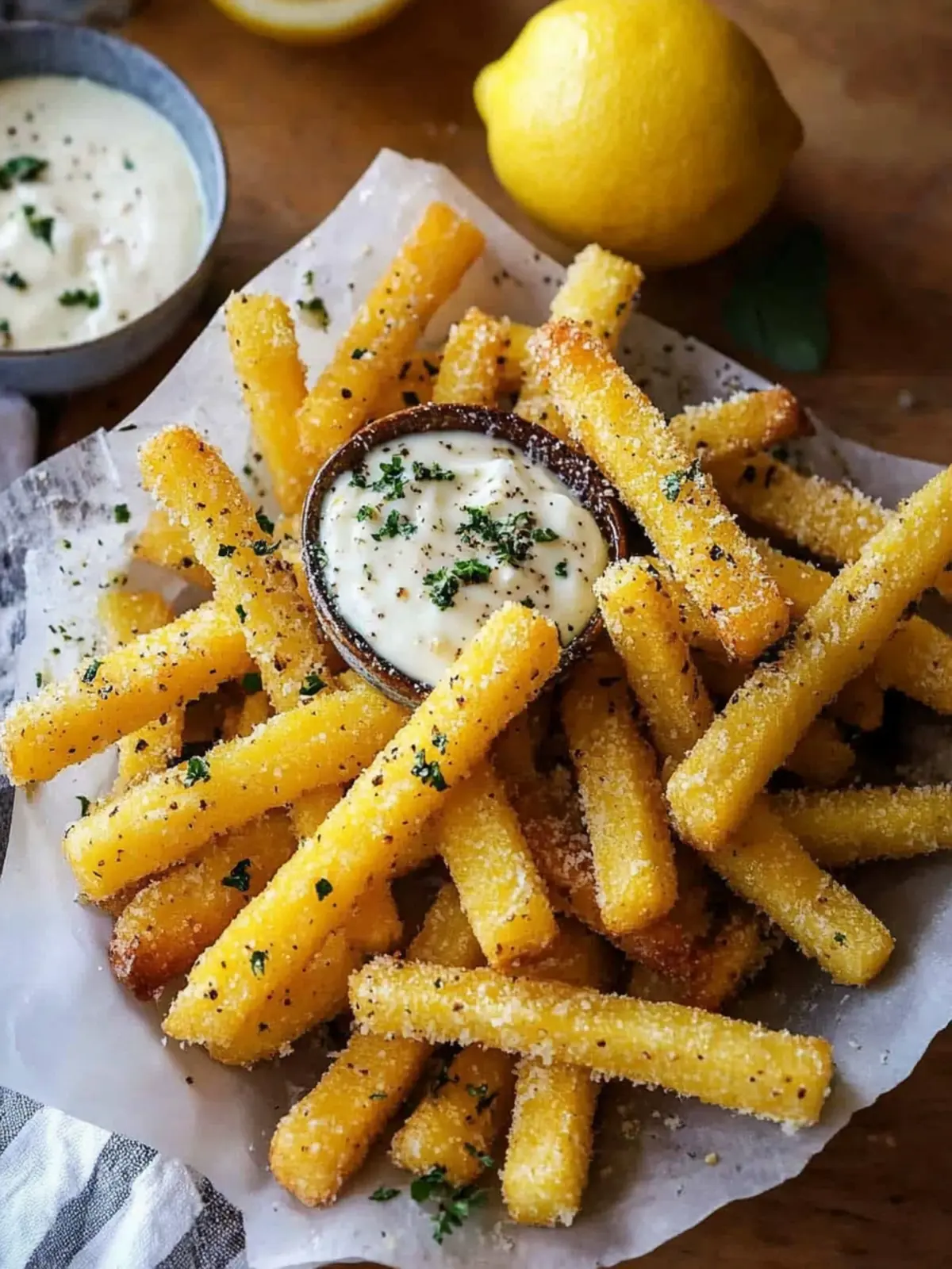 Crispy Garlic Parmesan Herb Butter Polenta Fries with Lemon Aioli 2 Garlic Parmesan Herb Butter Polenta Fries with Lemon Aioli
