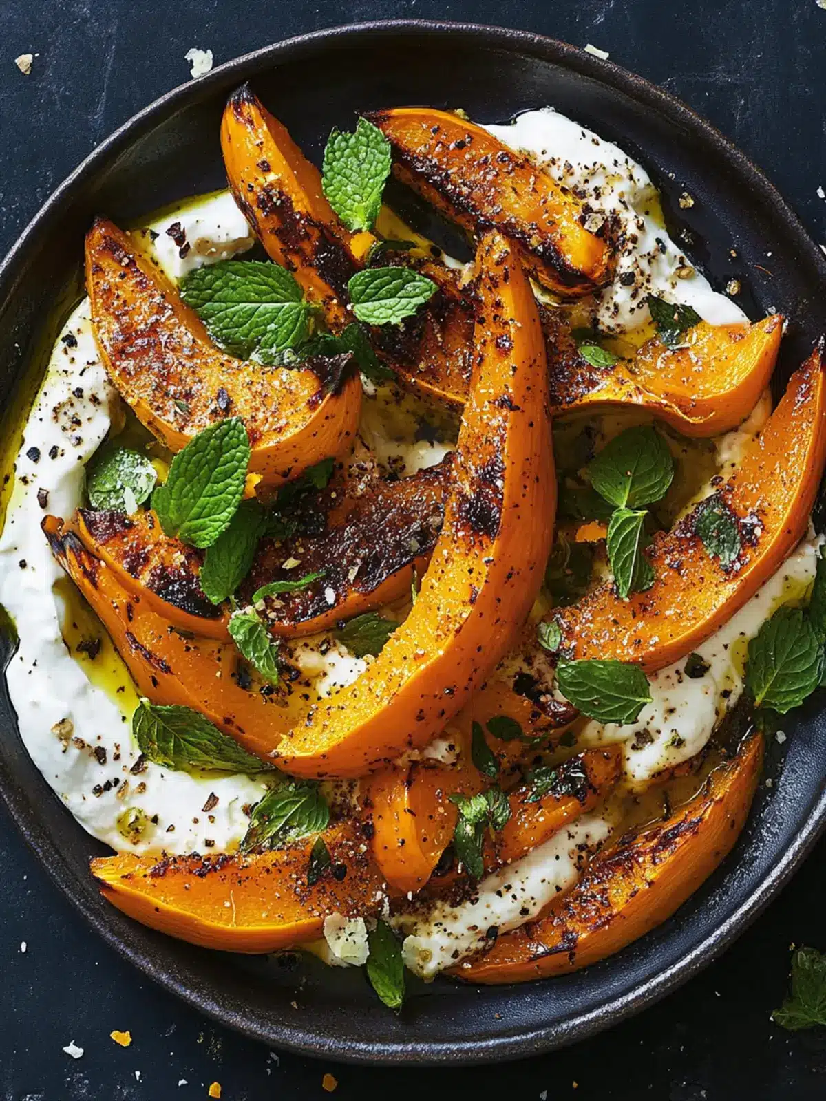 Spiced Squash Wedges with Labneh & Mint for Flavor Lovers 2 Spiced squash wedges with labneh & mint