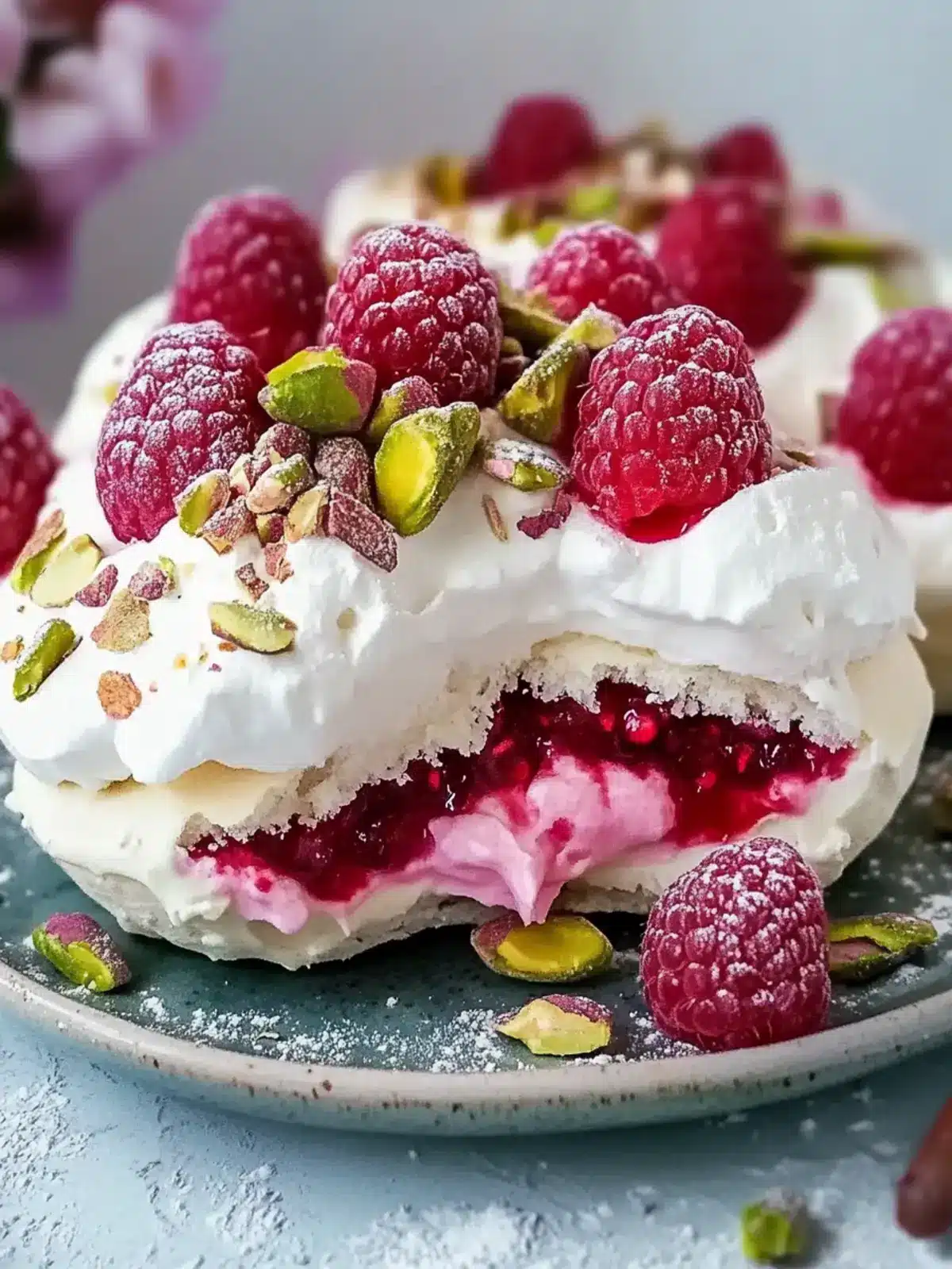 Pistachio & Raspberry Meringue Nests for Effortless Elegance 2 Pistachio & Raspberry Meringue Nests