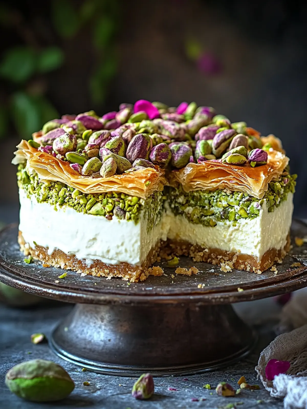 Baklava Pistachio Cheesecake: A Luxurious No-Bake Delight 4 Baklava Pistachio Cheesecake