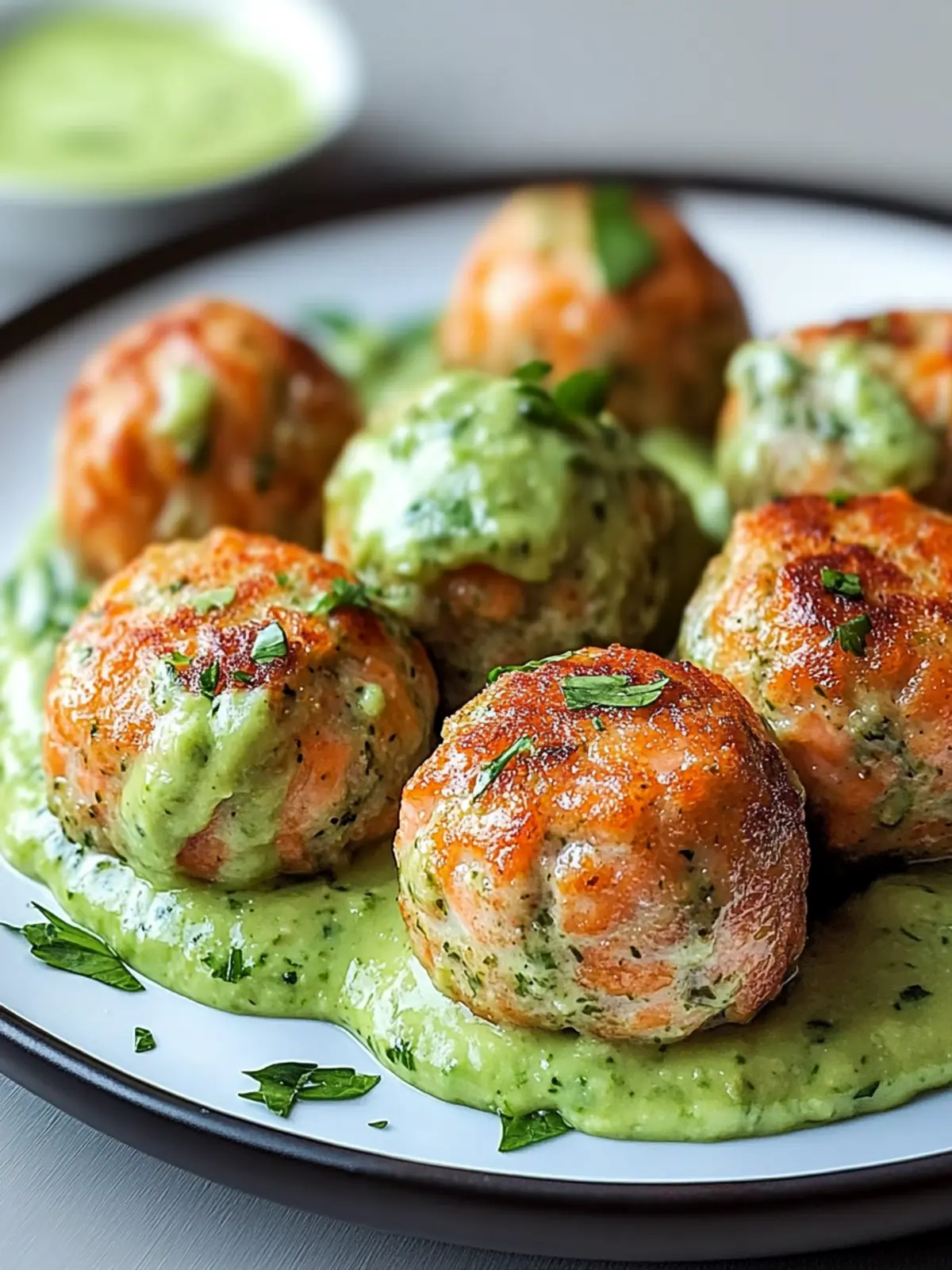 Savory Salmon Balls with Creamy Avocado Sauce for Quick Dinners 4 Savory Salmon Balls with Creamy Avocado Sauce