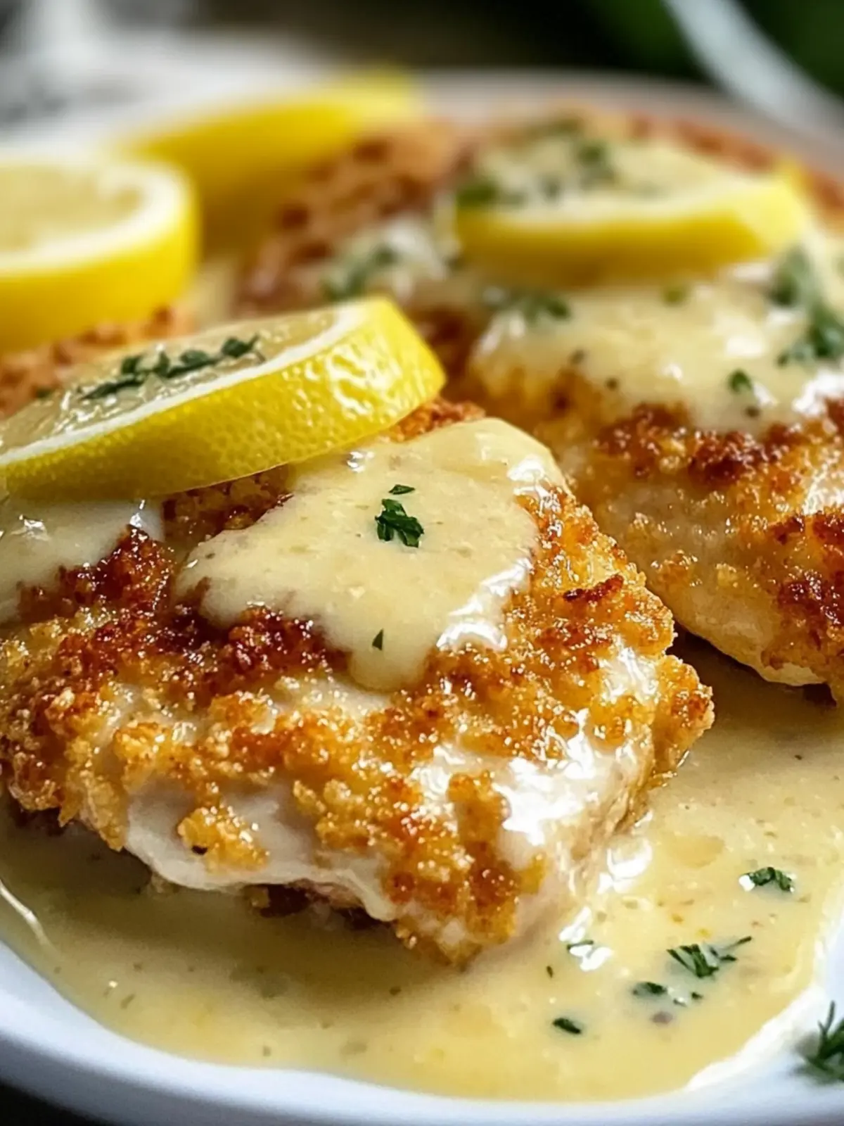 Zesty Lemon Pecorino Crusted Chicken with Creamy Sauce 3 Lemon Pecorino Crusted Chicken with Creamy Lemon Sauce