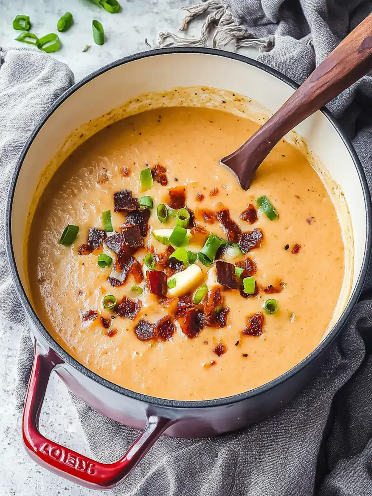 Cheddar & Gouda Apple Soup with Sweet Candied Bacon Delight 3 Cheddar & Gouda Apple Soup