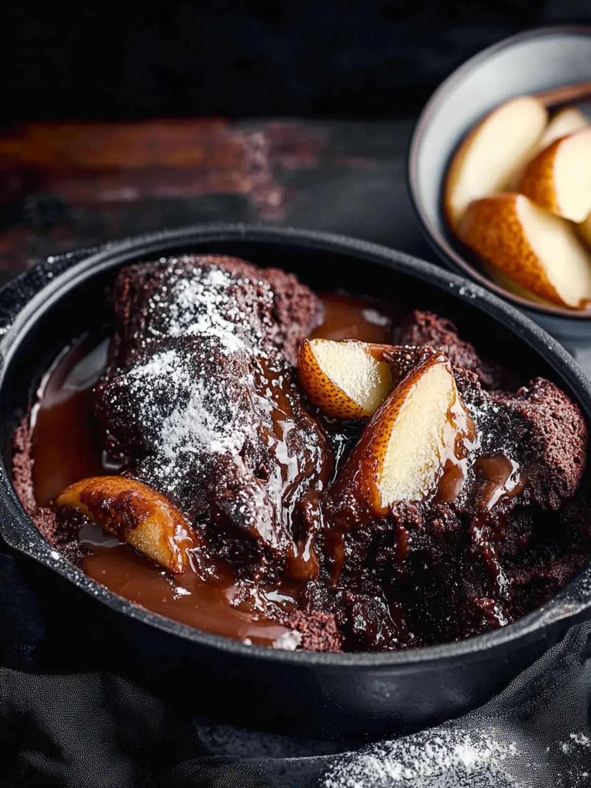 Decadent Salted Caramel and Pear Self-Saucing Hot Chocolate Pudding 4 Salted caramel and pear self-saucing hot chocolate pudding