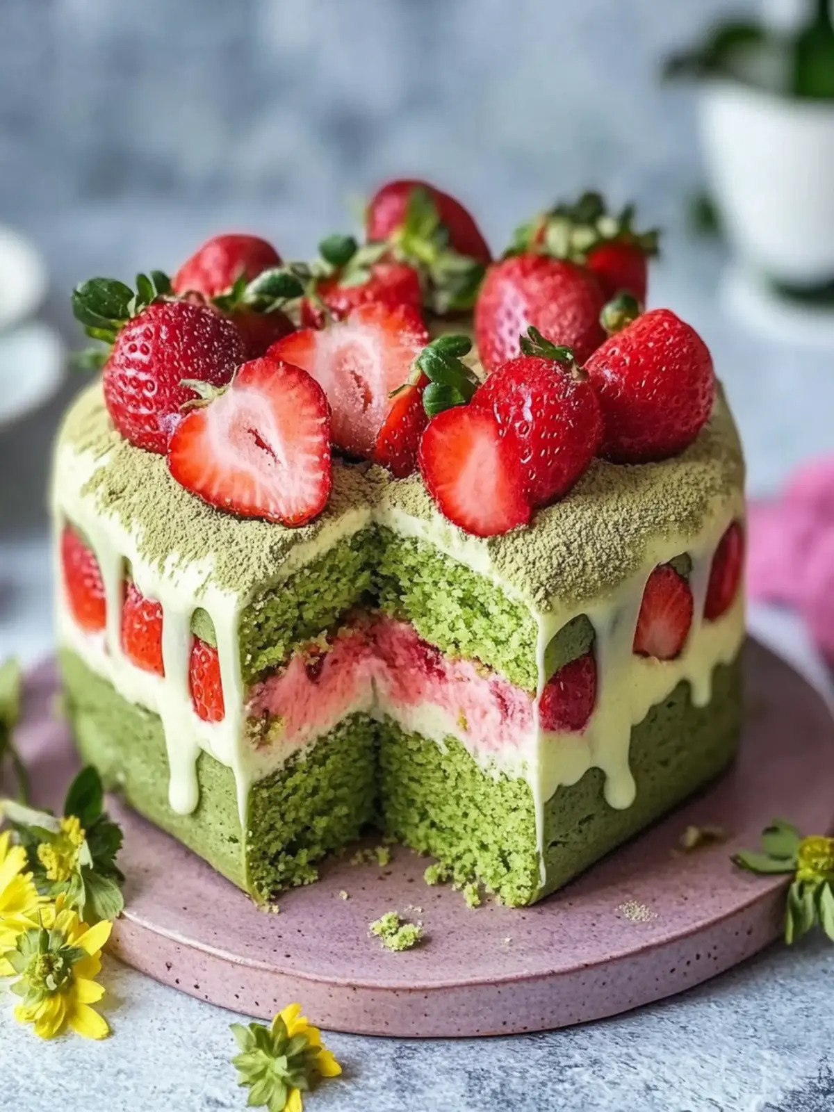 Strawberry Matcha Latte Cake: Elevate Your Spring Desserts 2 Strawberry Matcha Latte Cake