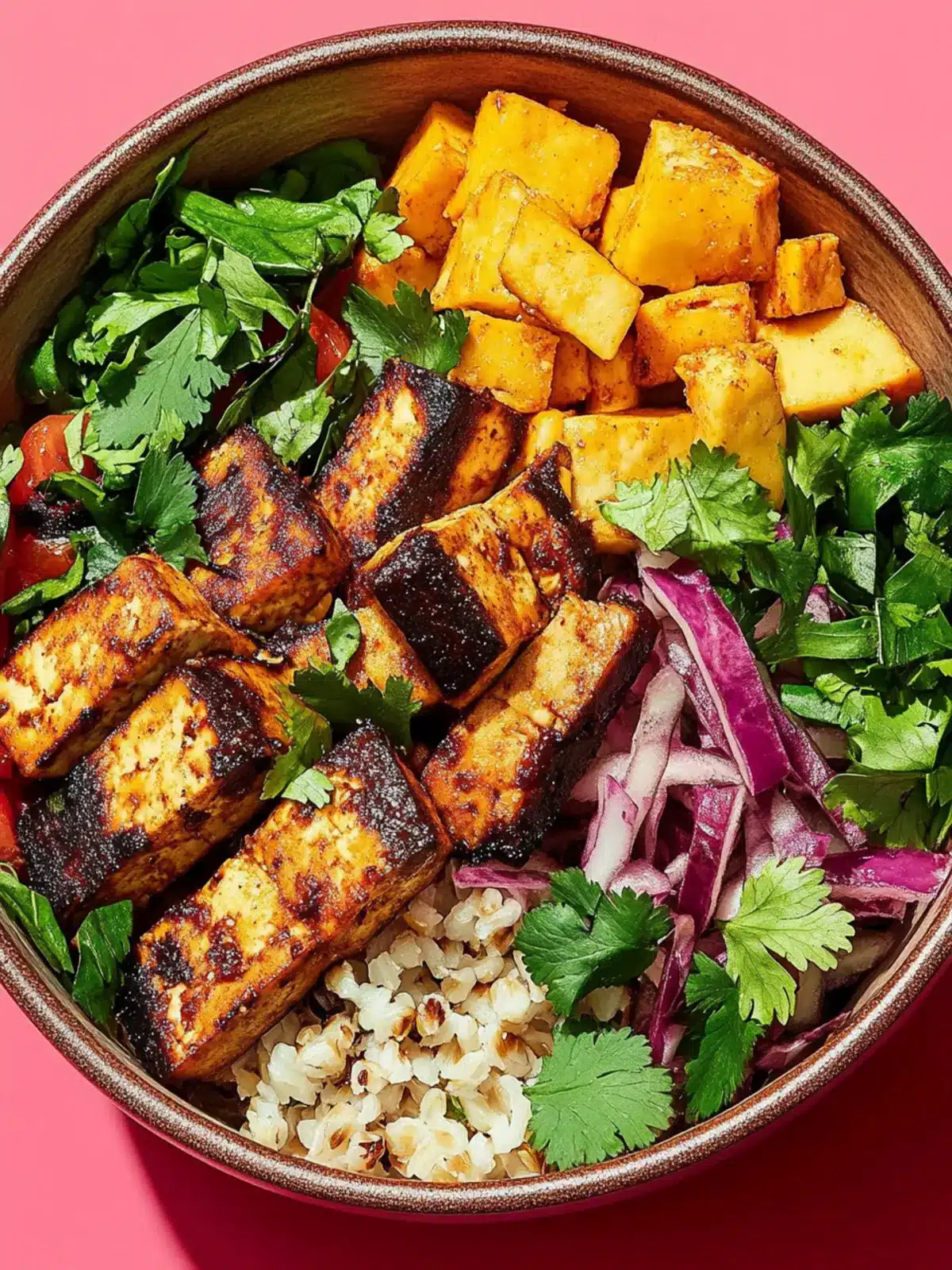 Jerk Tofu Grain Bowls with Crispy Plantains and Slaw Delight 3 Jerk Tofu Grain Bowls
