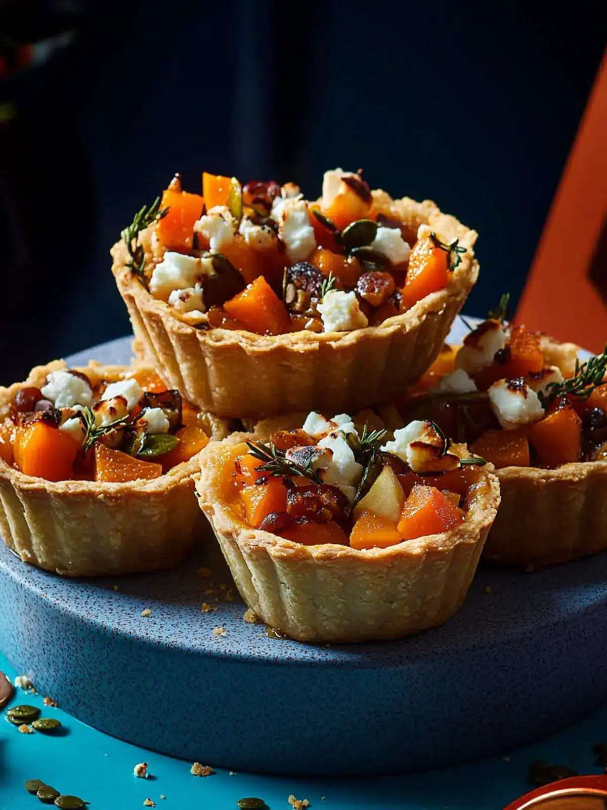Pimento Butternut Squash Tarts with Feta & Thyme Bliss 4 Pimento butternut squash tarts with feta & thyme