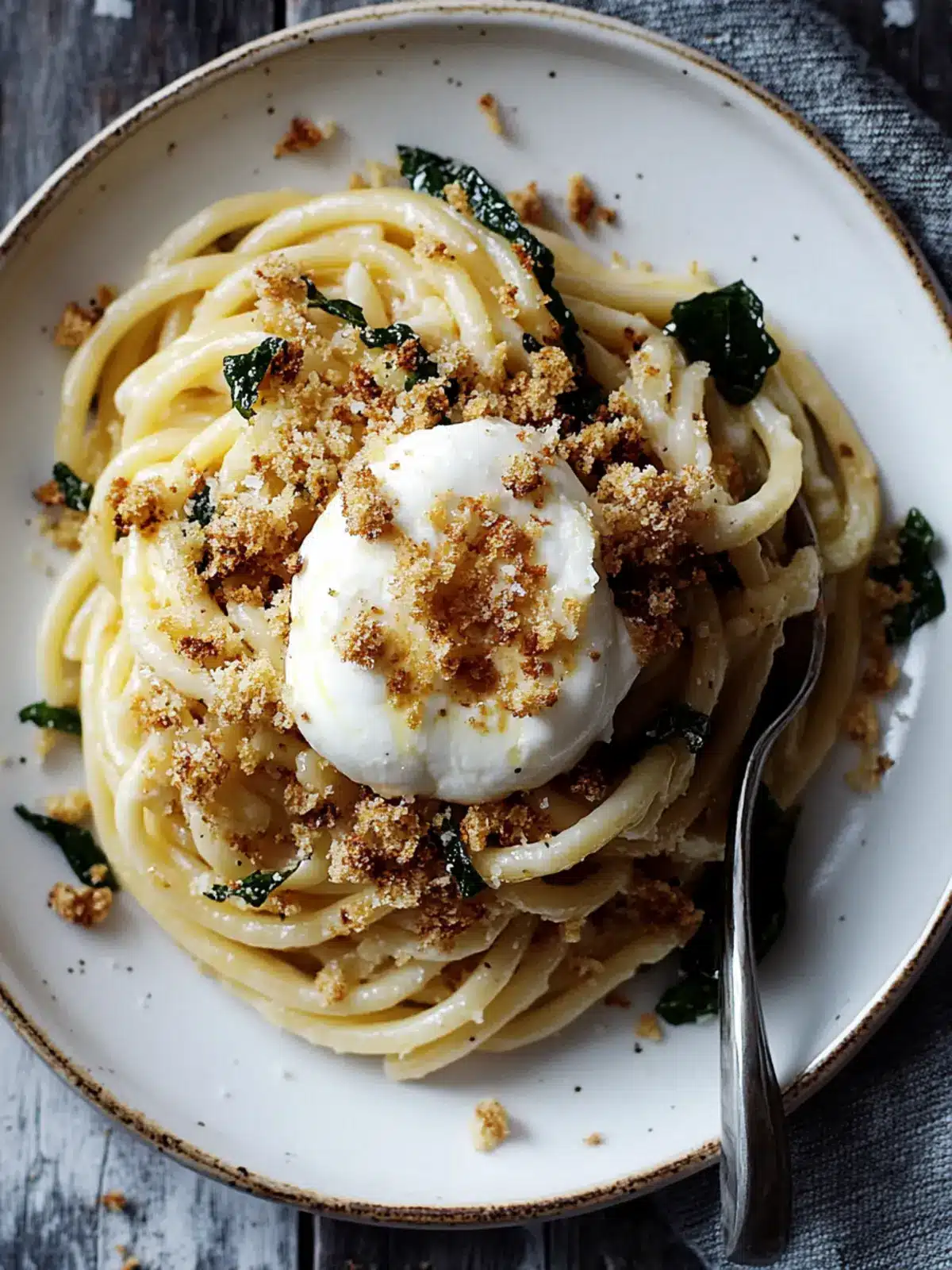 Bucatini Pasta with Burrata & Fried Breadcrumbs Bliss 3 Bucatini Pasta with Burrata & Fried Breadcrumbs
