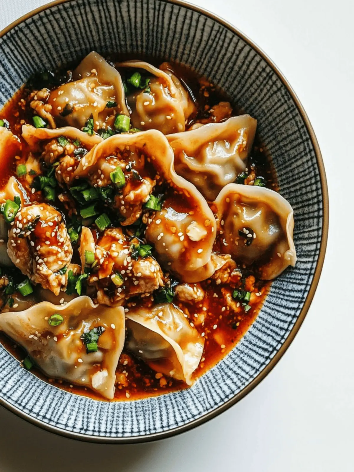 Savory Chicken Wontons in Spicy Chili Sauce to Ignite Your Tastebuds 3 Chicken Wontons in Spicy Chili Sauce