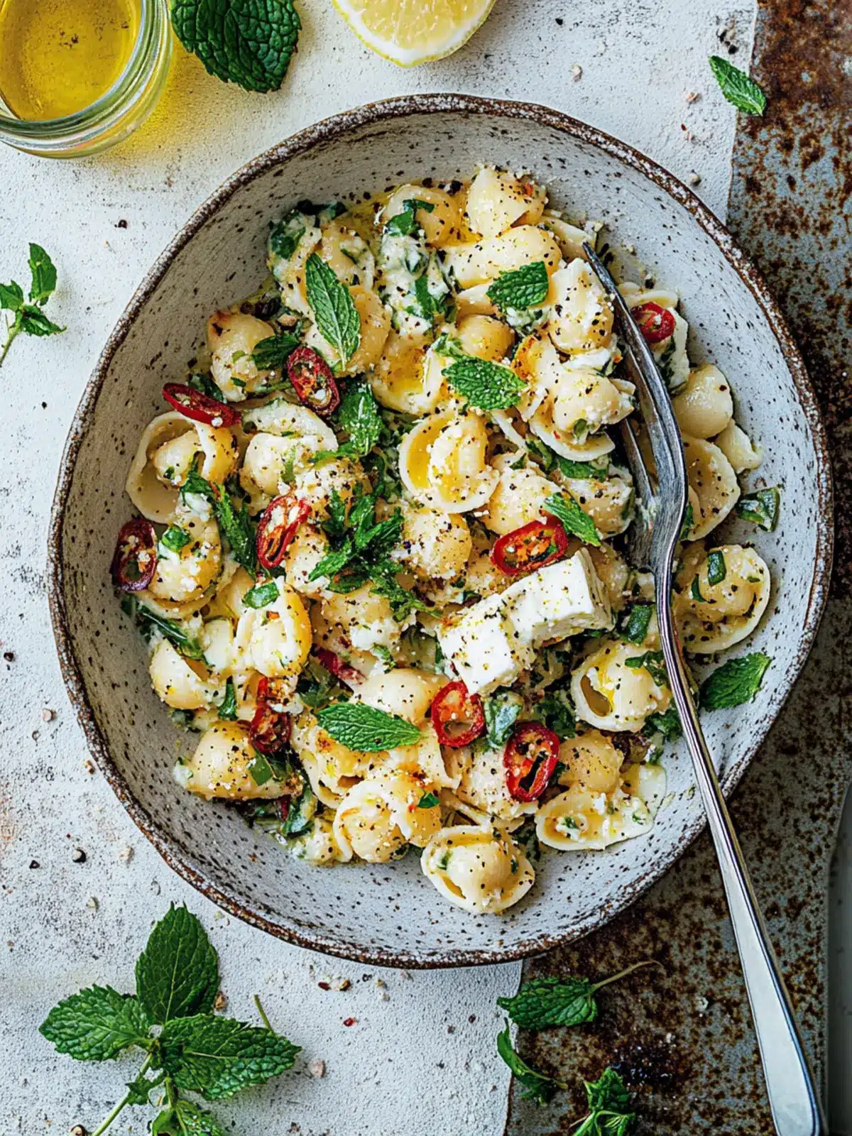 Roasted Feta Conchiglie with Mint, Chilli & Lemon Delight 2 Roasted feta conchiglie with mint, chilli & lemon