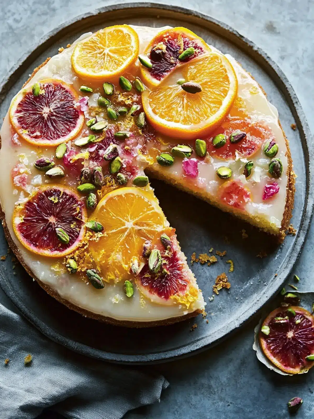 Lemon Drizzle Cake with Pistachio and Blood Orange Twist 4 Lemon drizzle, pistachio and blood orange, egg-free date