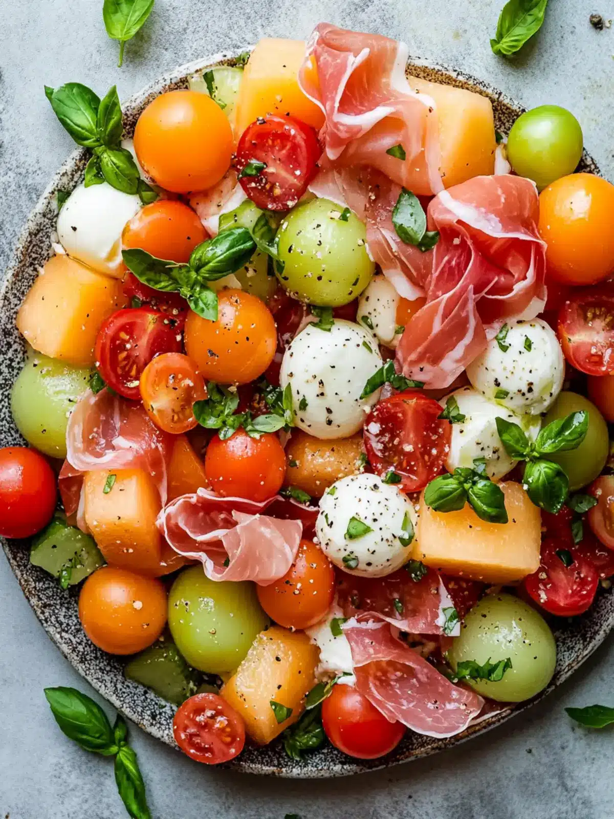 Delicious Caprese Melon Salad with Prosciutto and Mozzarella 4 Caprese Melon Salad with Prosciutto and Mozzarella