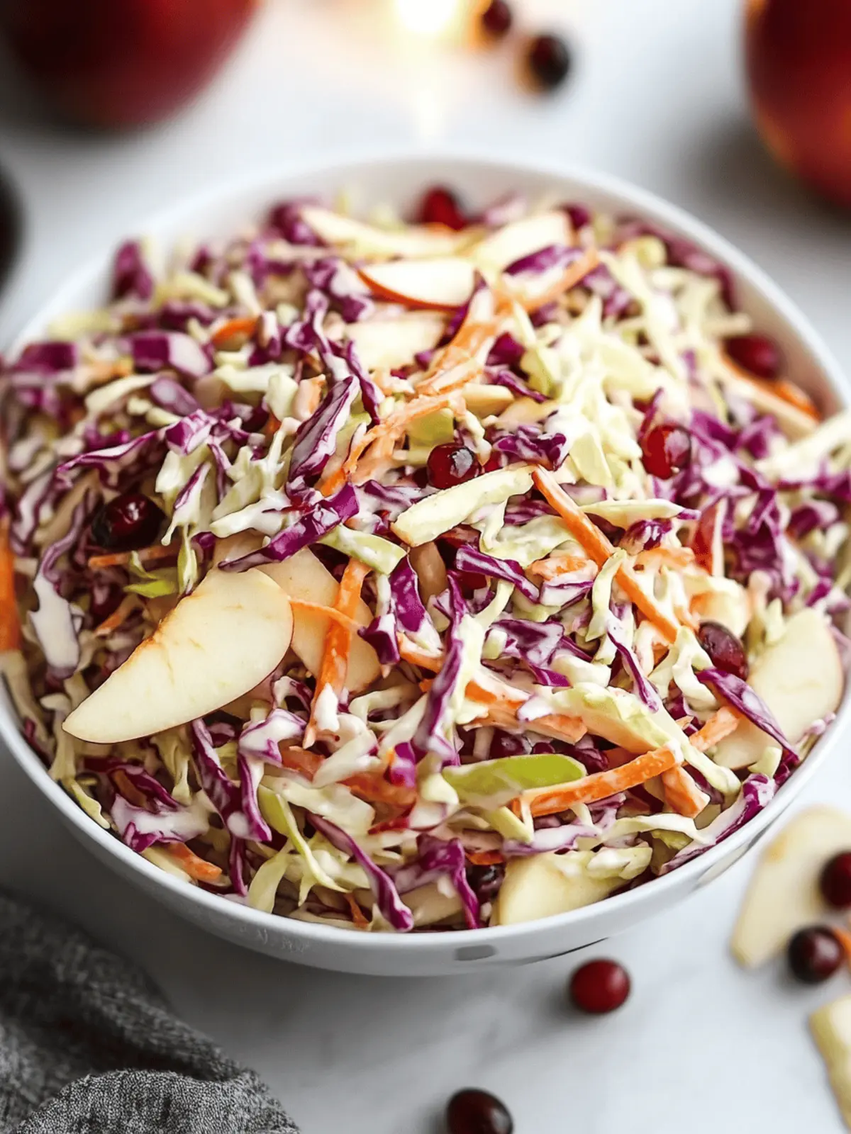 Fresh Apple Cranberry Coleslaw for a Flavorful Twist! 3 Apple Cranberry Coleslaw