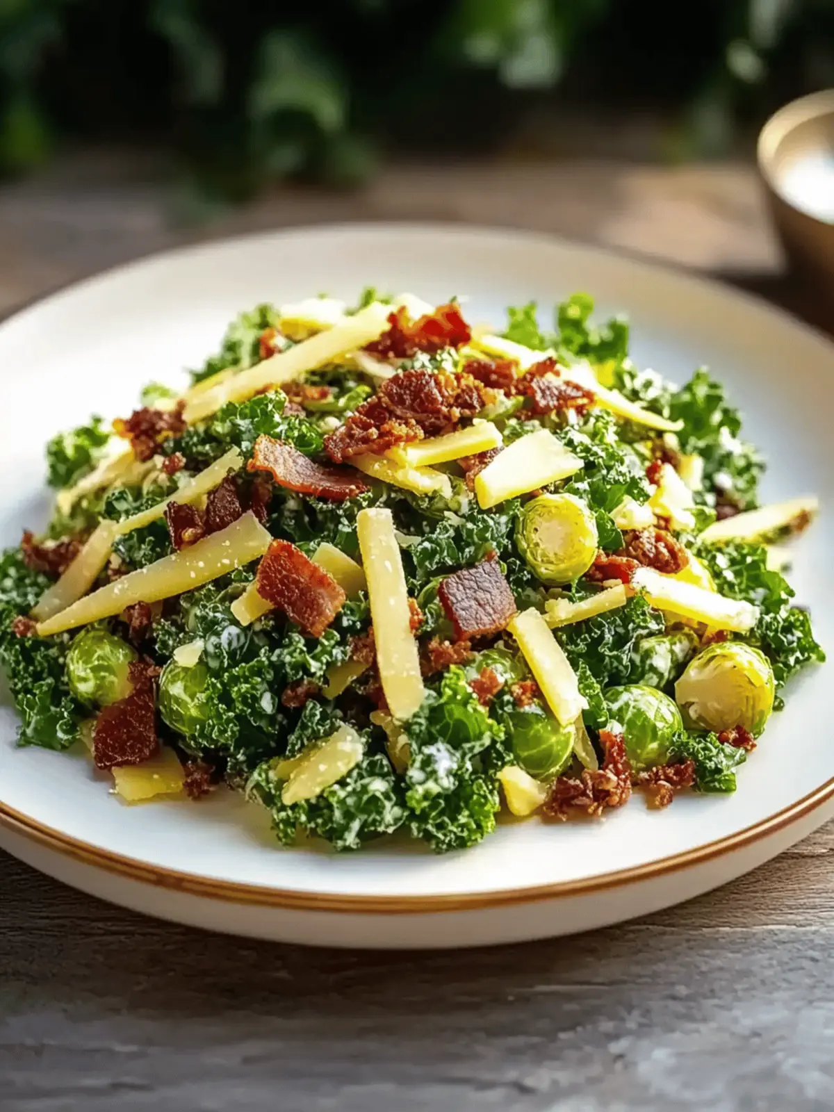 Brussels Sprout Kale Salad with Beef Bacon & Cheddar Delight 4 Brussels Sprout Kale Salad with Beef Bacon & Cheddar