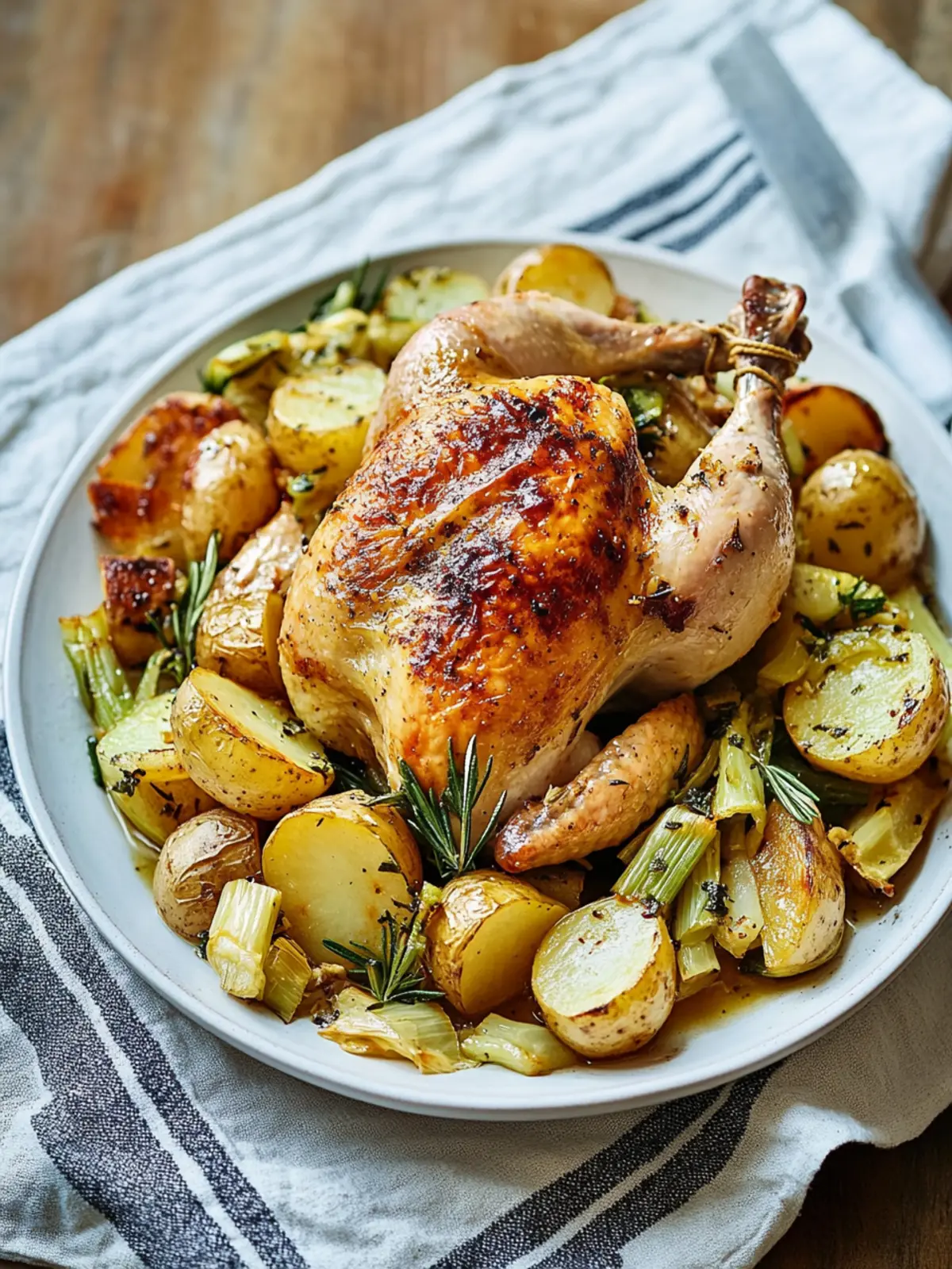 Whole Roast Chicken with Potatoes and Leeks for Cozy Nights 2 Whole Roast Chicken With Potatoes and Leeks