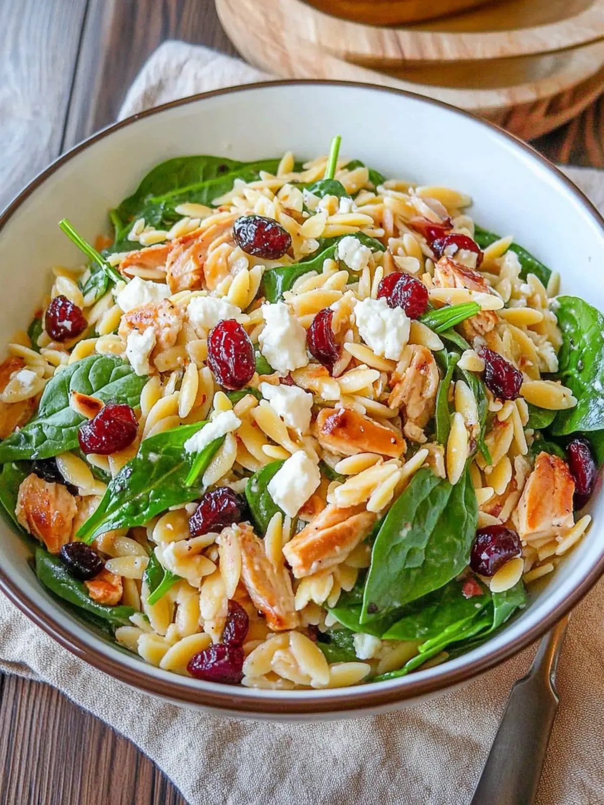 Spinach Orzo Salad with Cranberries and Goat Cheese Bliss 4 Spinach Orzo Salad with Cranberries and Goat Cheese