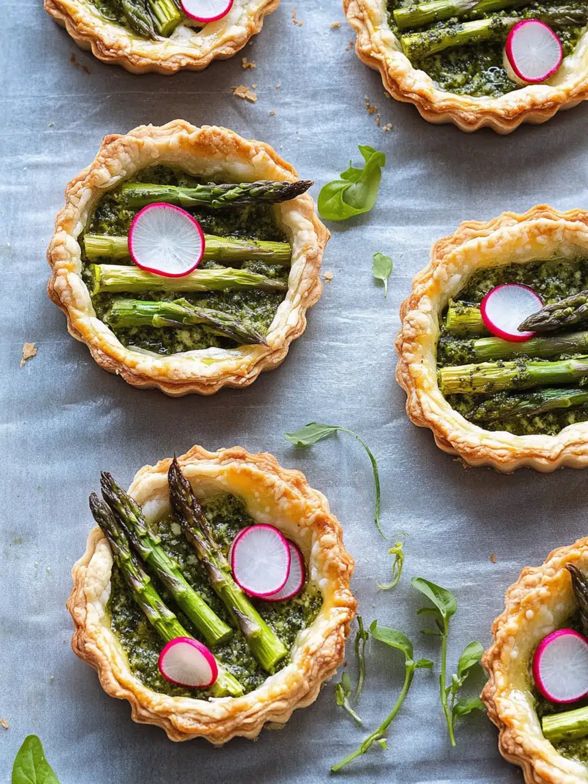 Pesto & Ricotta-filled Asparagus and Radish Tarts Made Easy 3 Pesto & Ricotta-filled Asparagus and Radish Tarts