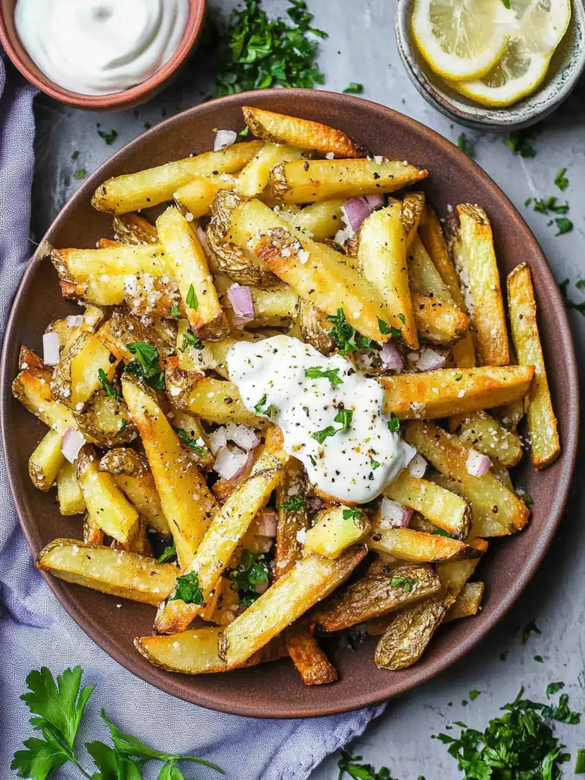 Crispy Homemade Greek Fries with Feta and Fresh Herbs 2 Homemade Greek Fries