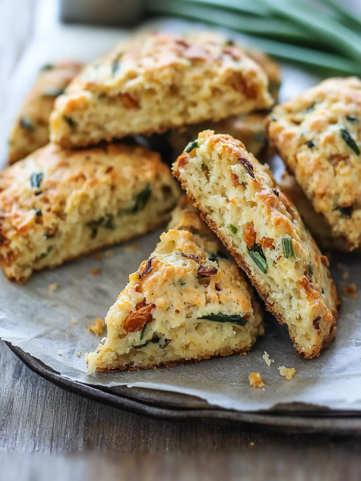 Sun Dried Tomato, Scallion Cheddar Scones for a Flavor Burst 2 Sun Dried Tomato, Scallion Cheddar Scones