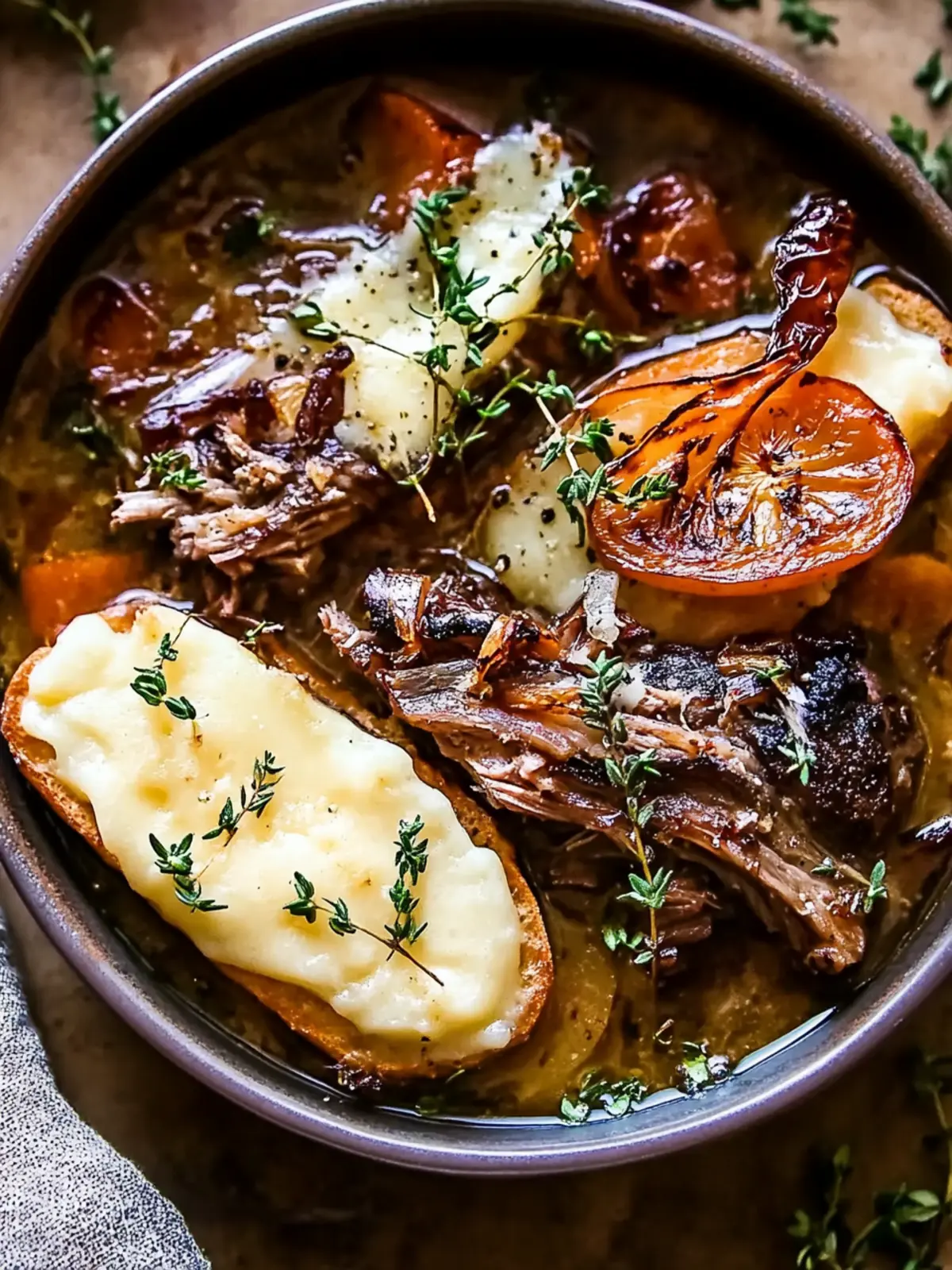 Melt-In-Your-Mouth French Onion Short Ribs with Gruyère Crostini 3 French Onion Short Ribs with Gruyère Crostini