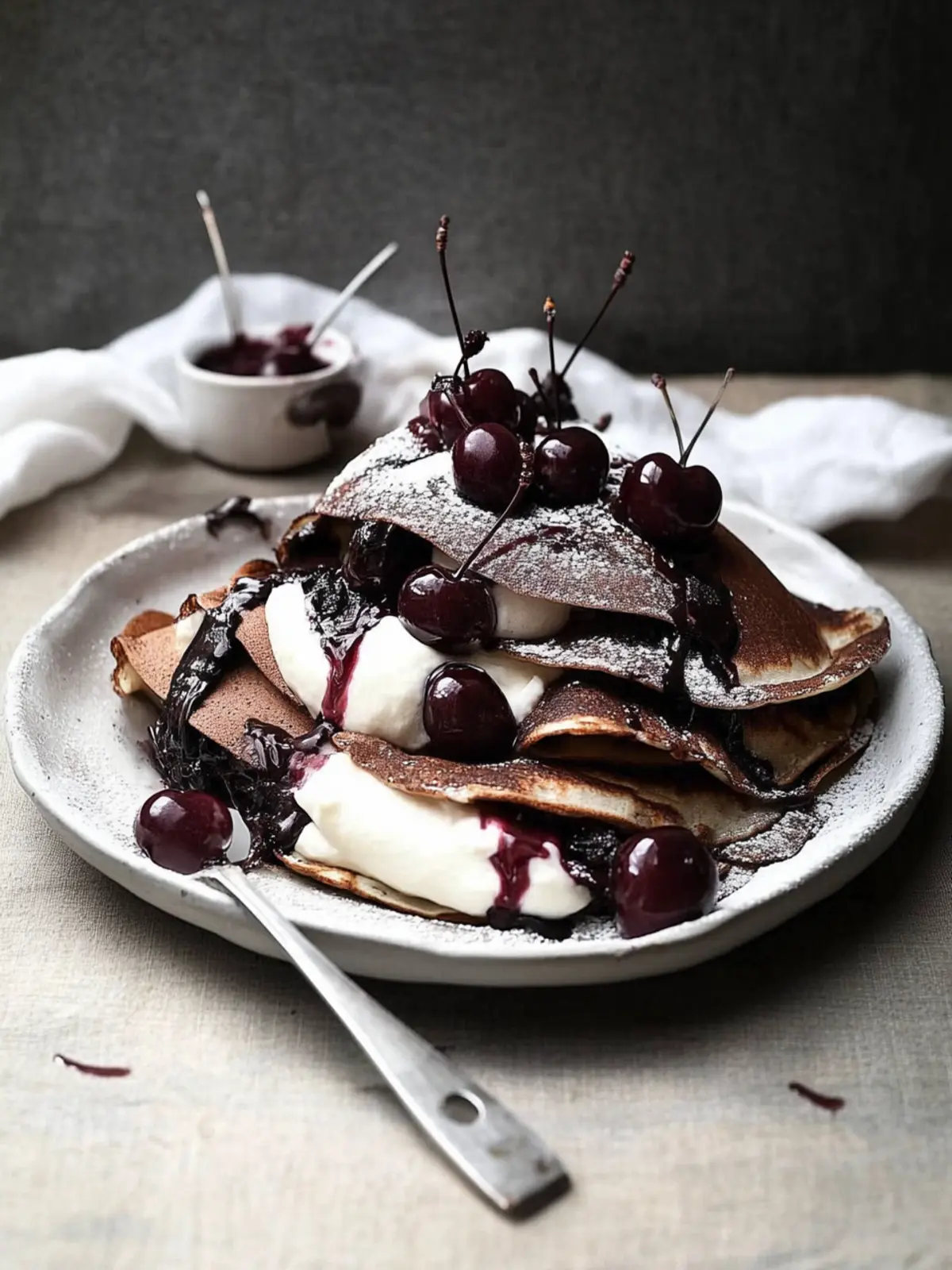 Irresistible Black Forest Crepes with Cherry Delight 4 black forest crepes (chocolate and cherry)