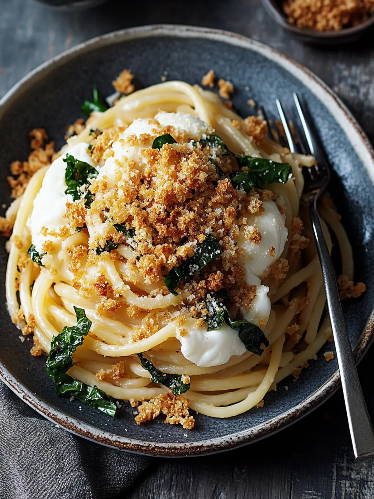 Bucatini Pasta with Burrata & Fried Breadcrumbs Bliss 4 Bucatini Pasta with Burrata & Fried Breadcrumbs