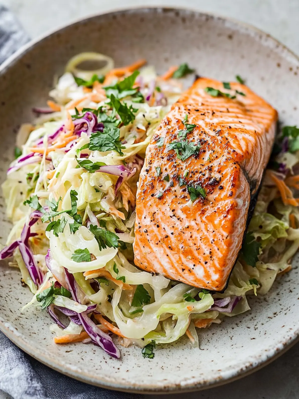 Delicious Salmon with Cabbage Slaw for a Flavorful Dinner 4 Salmon with Cabbage Slaw
