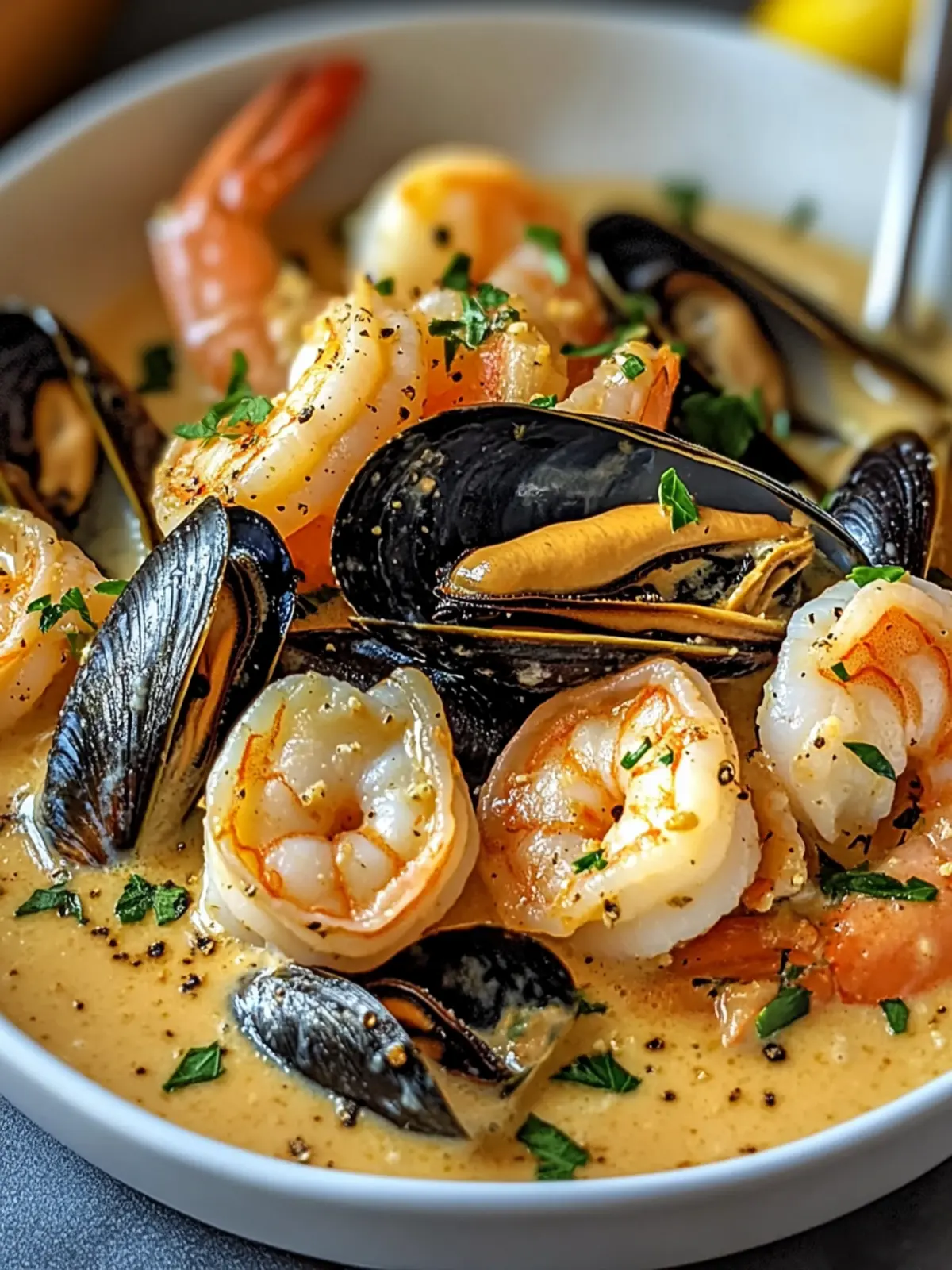 Creamy Garlic Shrimp and Mussels: A Deliciously Simple Delight 2 Shrimp and Mussels in Creamy Garlic Sauce