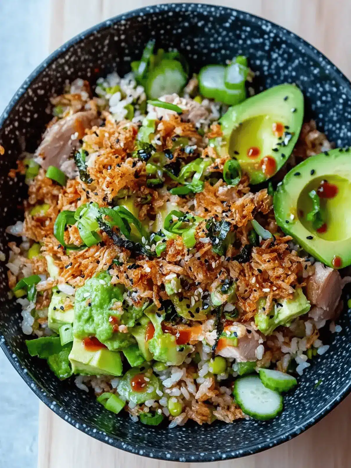 Tuna Avocado Crispy Rice Salad That's Perfect for Any Day 3 Tuna Avocado Crispy Rice Salad
