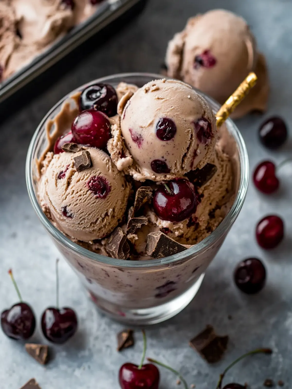 Creamy Double Chocolate Cherry Cheesecake Ice Cream Delight 2 Double chocolate cherry cheesecake ice cream