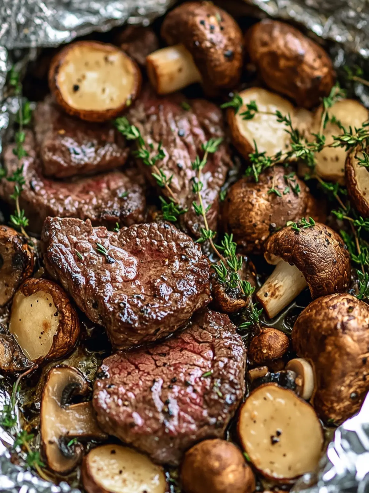 Savor Steak and Mushroom Foil Packs for Ultimate Flavor Fun 4 Steak and Mushroom Foil Packs