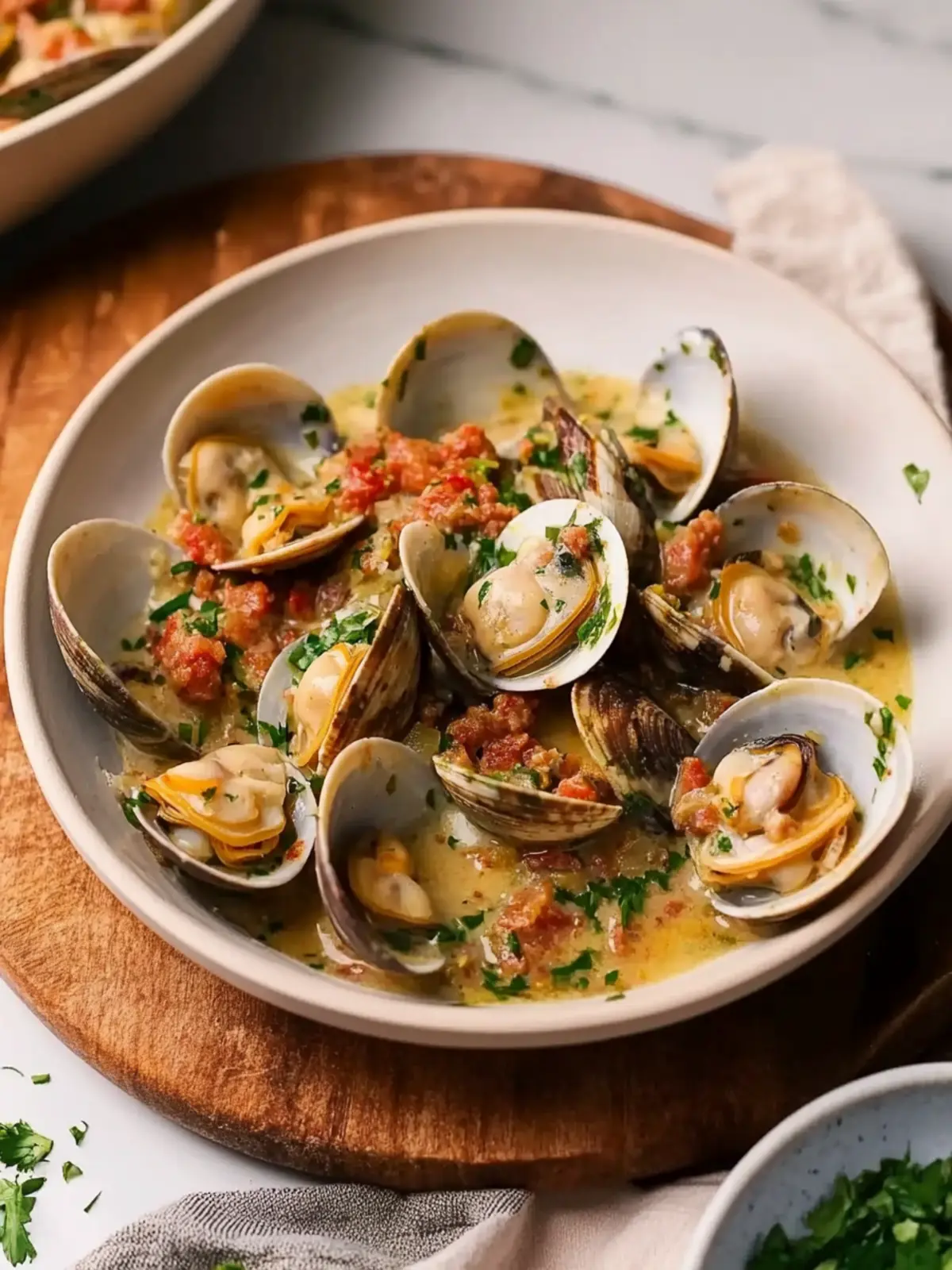 Savory Clams with Chorizo, White Wine and Cream Delight 3 Clams with Chorizo, White Wine and Cream
