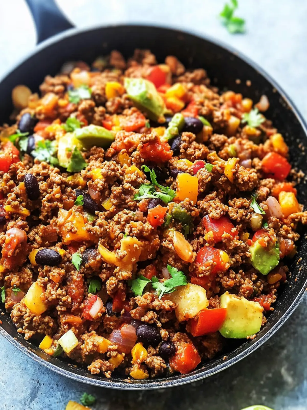 Savory Ground Beef Dinner Skillet with Quinoa and Beans 2 Ground Beef Dinner Skillet