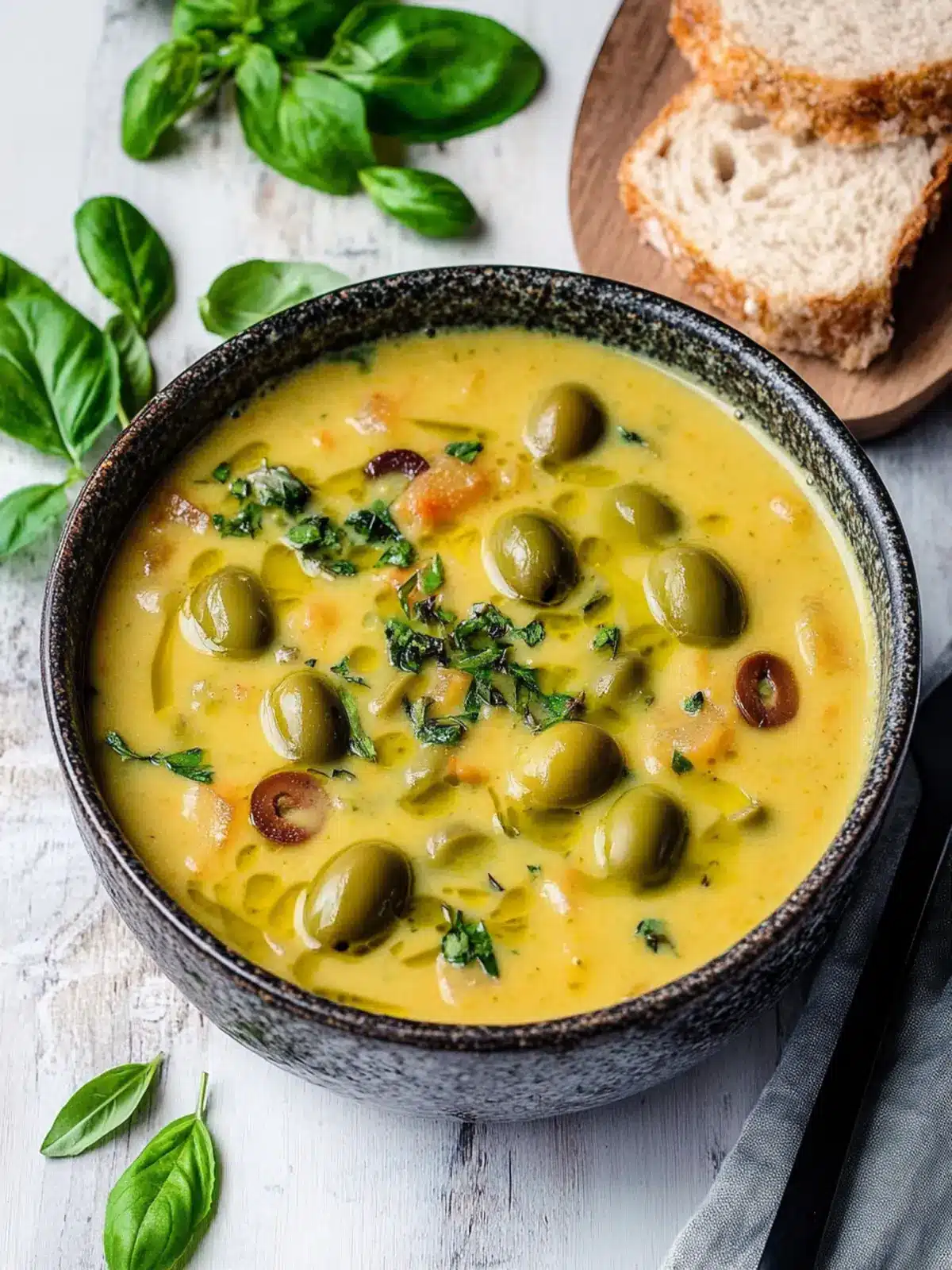 Savor This Green Olive Soup with Chickpeas and Orzo Delight 4 Green Olive Soup