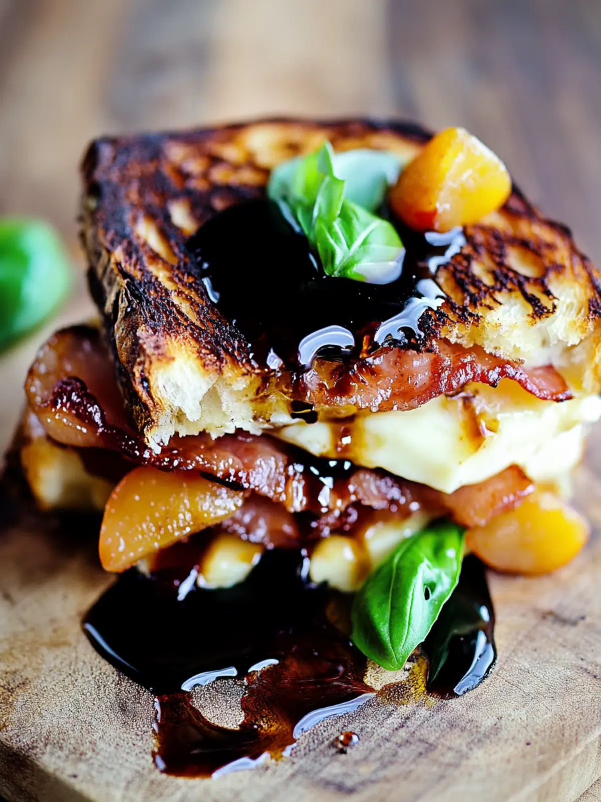Irresistible Bacon, Brie, and Apricot Grilled Cheese Delight 2 Bacon, Brie, and Apricot Grilled Cheese with Balsamic Reduction