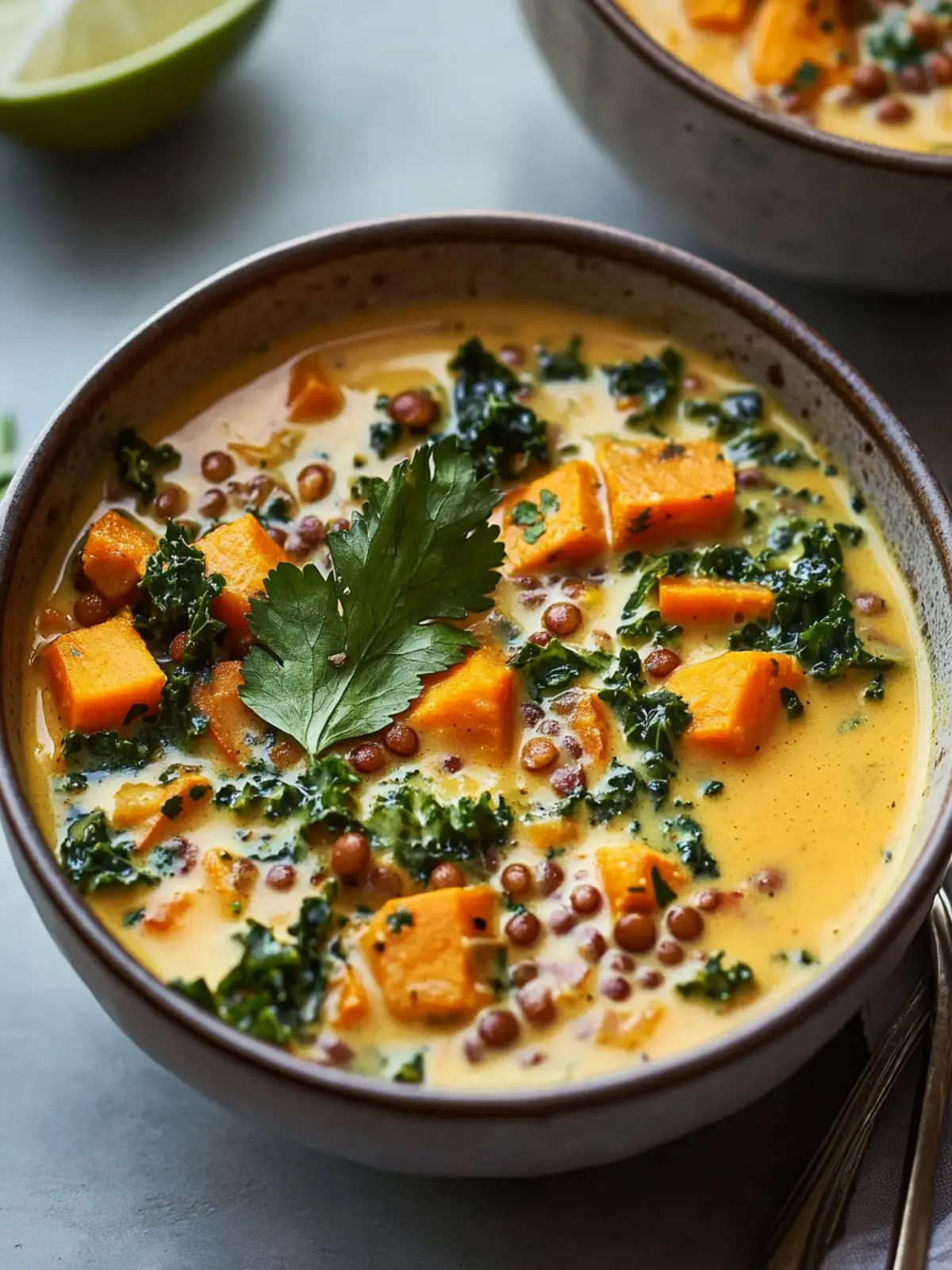 Ginger Sweet Potato Coconut Milk Stew with Lentils & Kale Bliss 4 Ginger Sweet Potato Coconut Milk Stew with Lentils & Kale