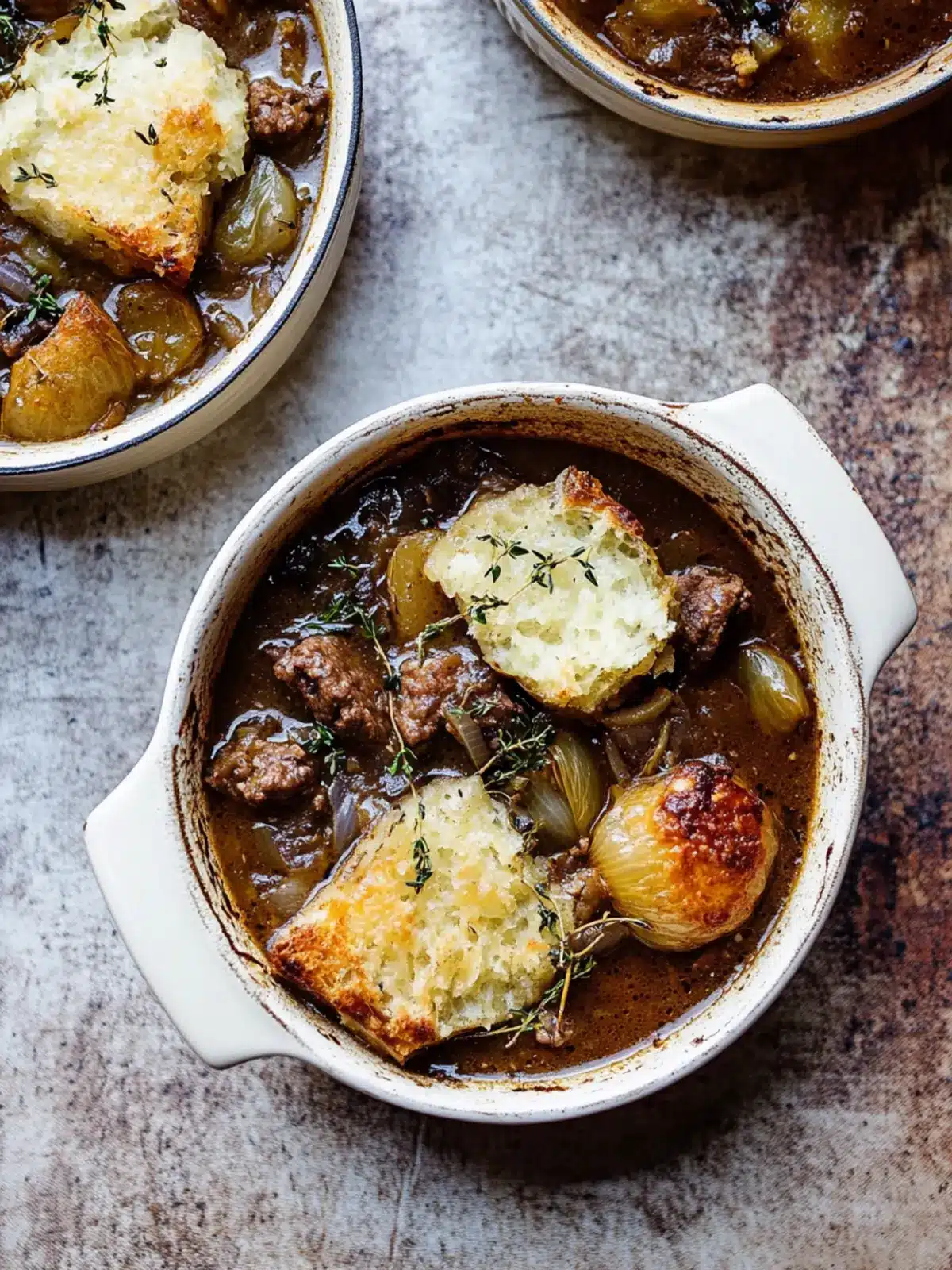 Savory French Onion Beef Stew with Cheesy Bread Bliss 4 French Onion Beef Stew
