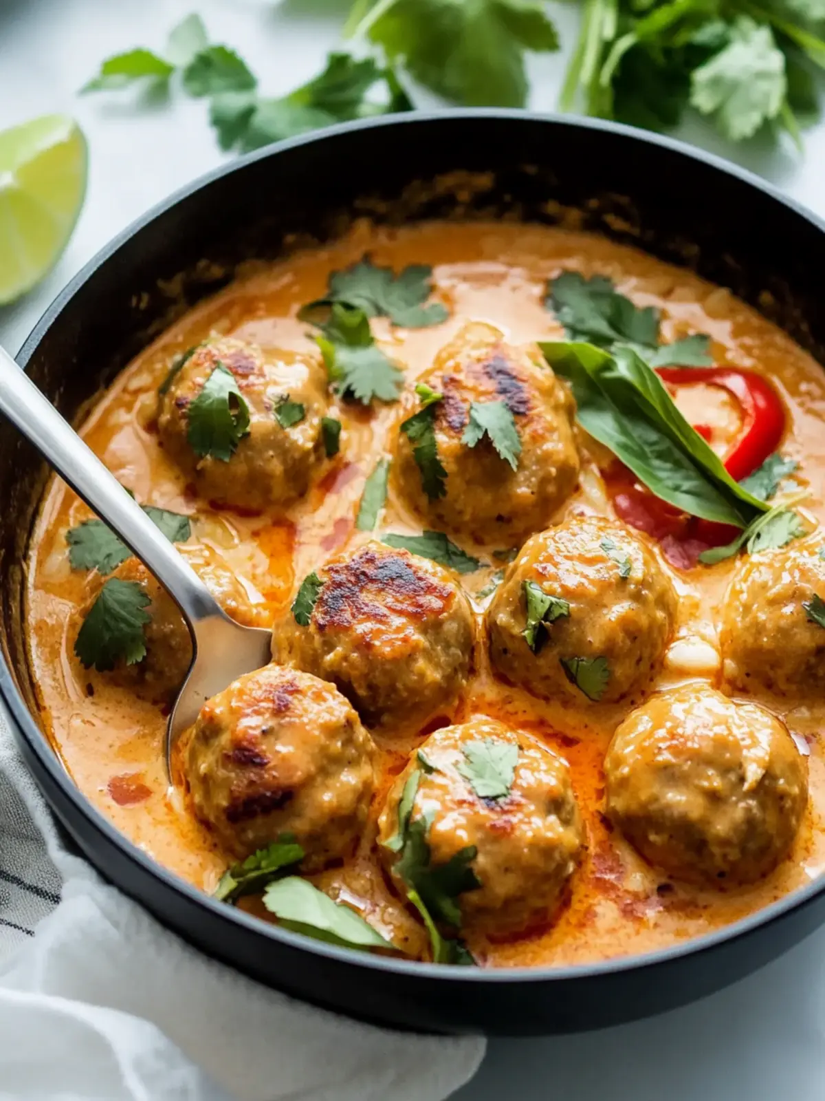 Thai Turkey Meatballs in Coconut Red Curry Sauce Bliss 4 Thai Turkey Meatballs In Coconut Red Curry Sauce