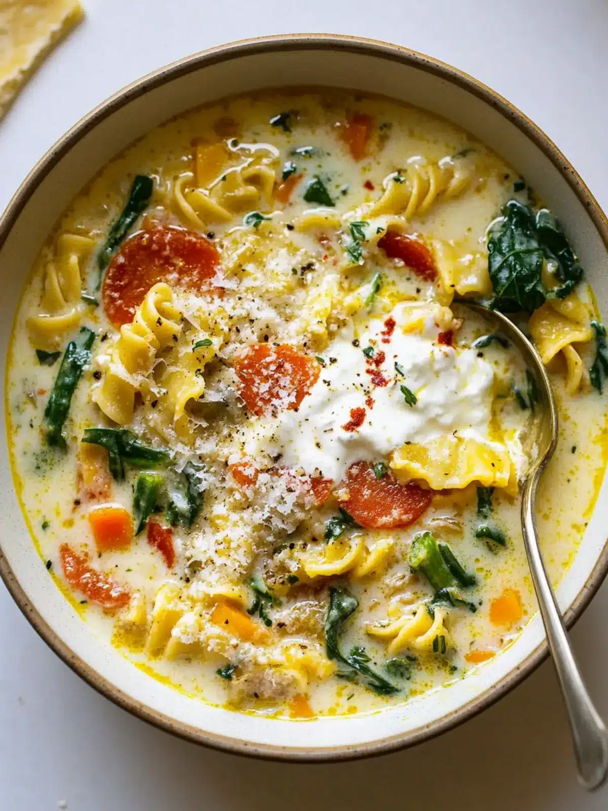 Savory Creamy White Lasagna Soup with Veggies Delight 3 Creamy White Lasagna Soup with Veggies