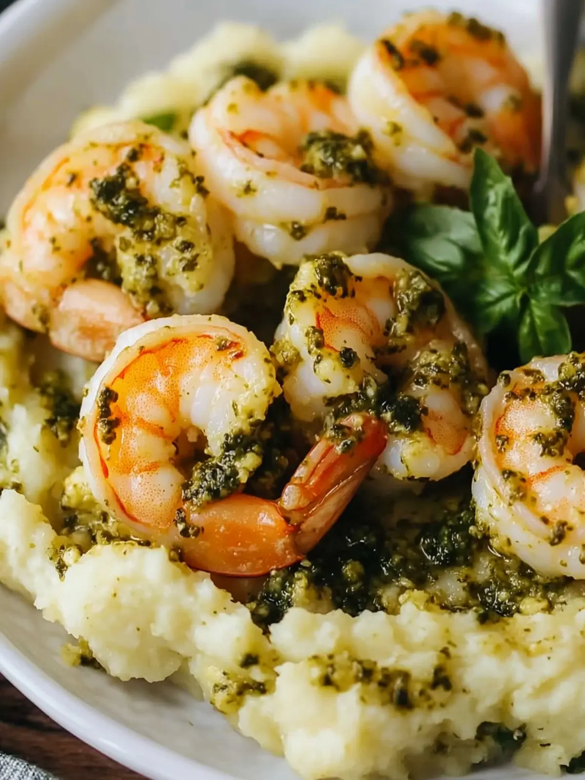 Pesto Shrimp Over Cauliflower Mash: A Low-Carb Delight! 3 Pesto Shrimp Over Cauliflower Mash