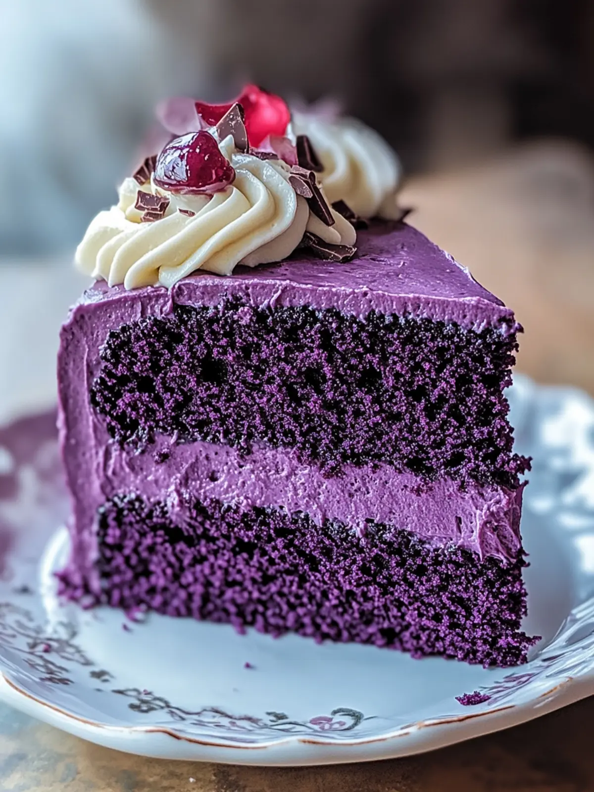 Indulge in Purple Velvet Cake with White Chocolate Frosting 4 Purple Velvet Cake with White Chocolate Cream Cheese Frosting