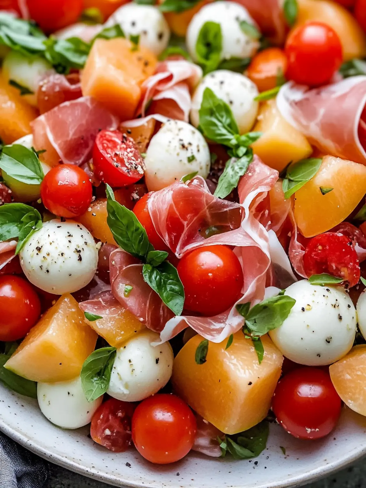Delicious Caprese Melon Salad with Prosciutto and Mozzarella 2 Caprese Melon Salad with Prosciutto and Mozzarella