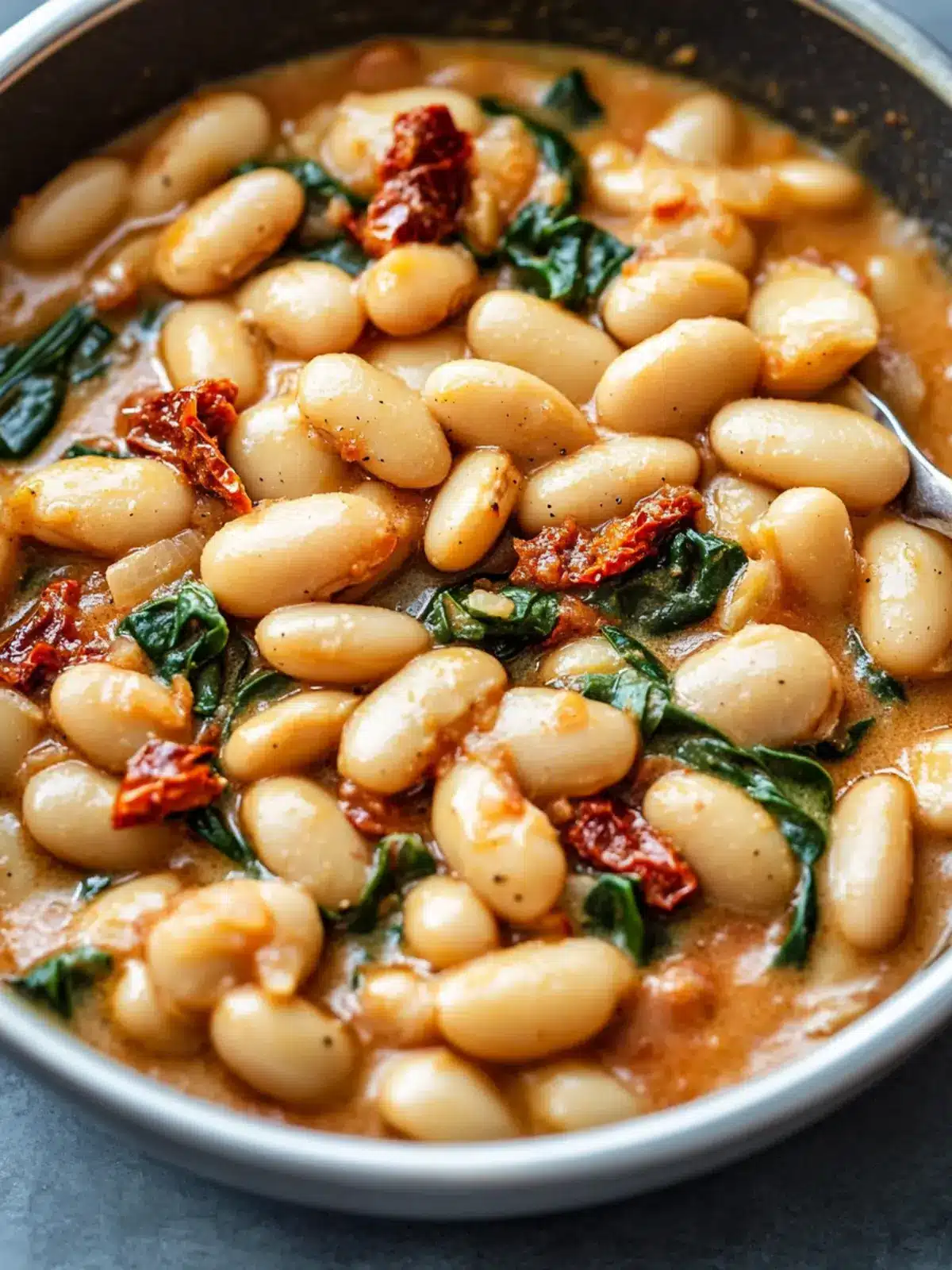 Savory Tuscan Butter Beans with Spinach and Sun-Dried Tomato 4 Tuscan Butter Beans with Spinach and Sun-dried Tomato