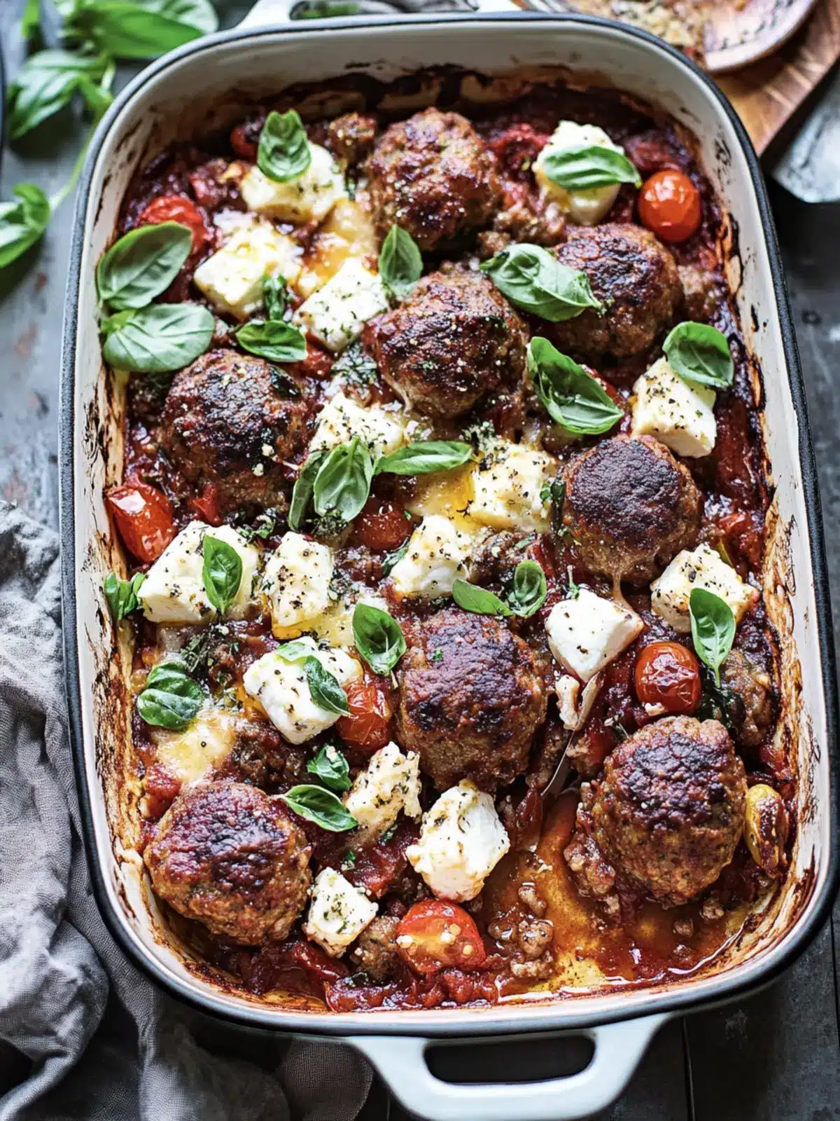 Mouthwatering Greek Lamb Meatball, Feta and Tomato Bake Delight 3 Greek Lamb Meatball, Feta and Tomato Bake