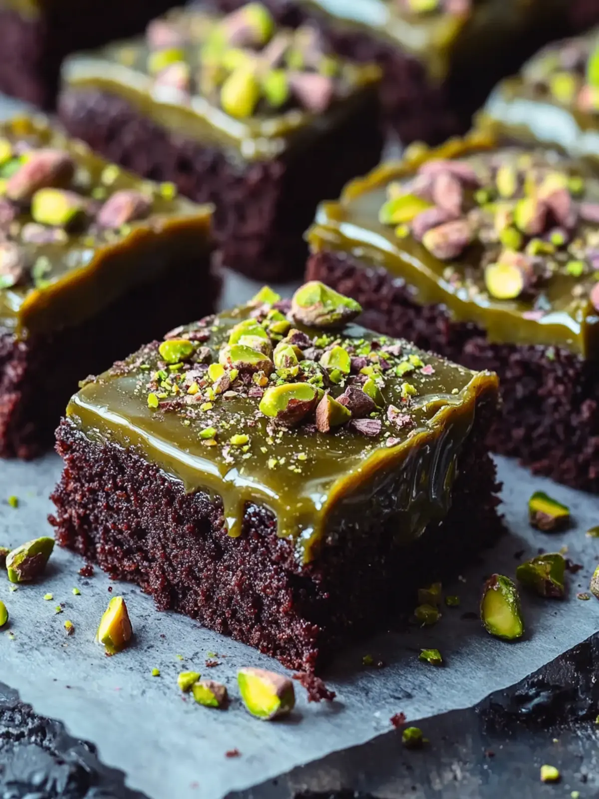 Pistachio Brownies with Pistachio Ganache: Nutty Indulgence Awaits 2 Pistachio Brownies with Pistachio Ganache