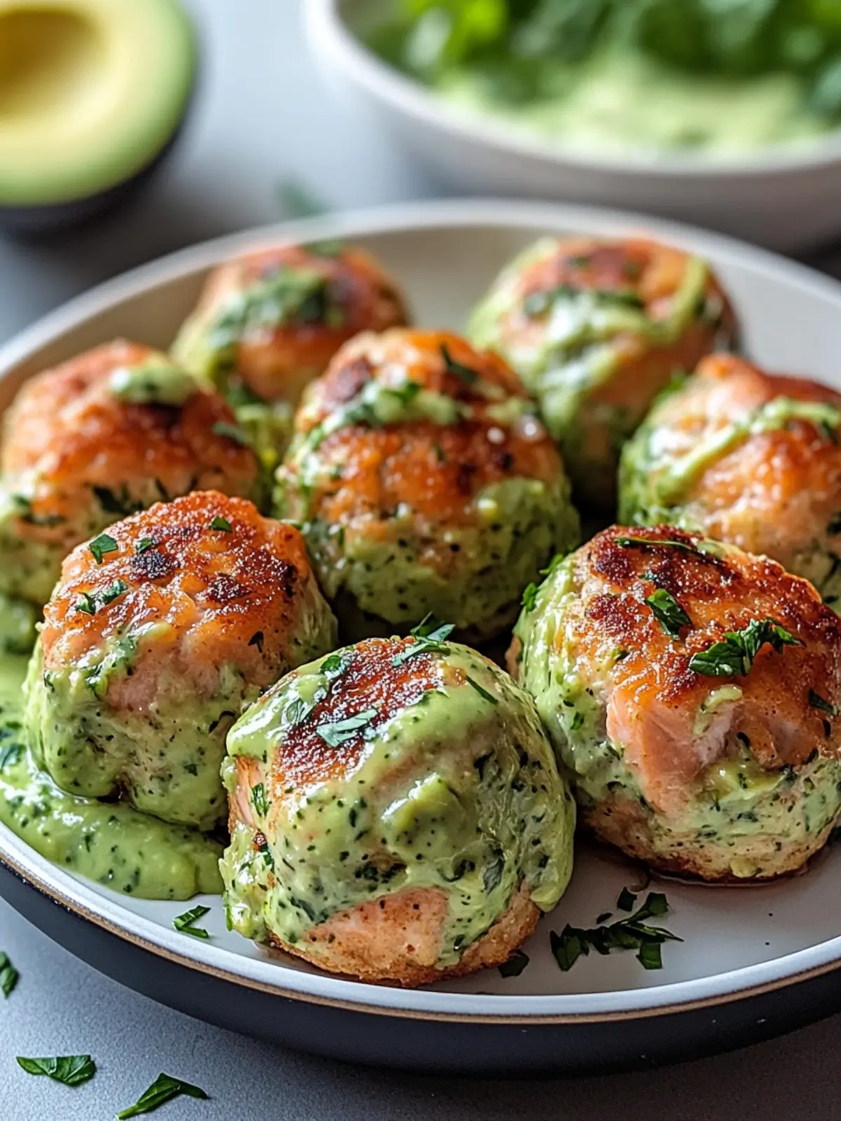 Savory Salmon Balls with Creamy Avocado Sauce for Quick Dinners 3 Savory Salmon Balls with Creamy Avocado Sauce
