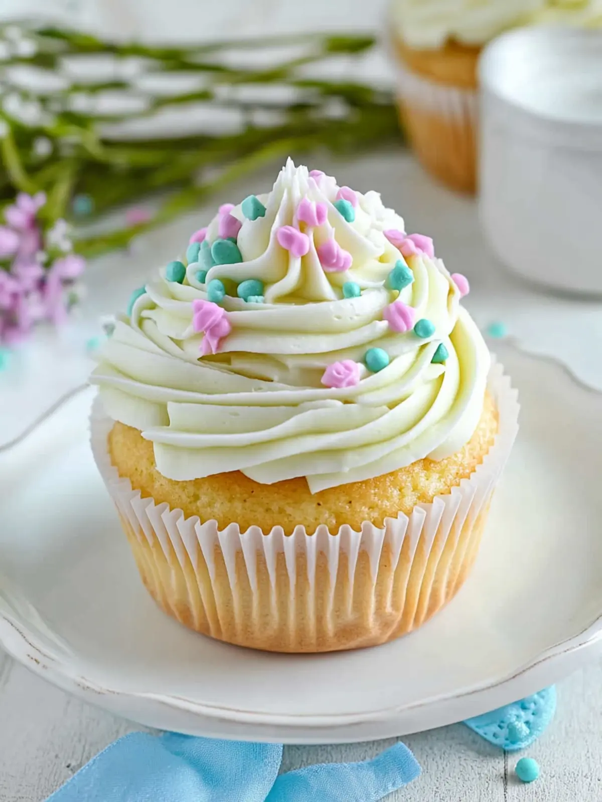 Delicious Gluten-Free Vanilla Cupcakes With Spring Frosting 4 Gluten-Free Vanilla Cupcakes With Spring Frosting