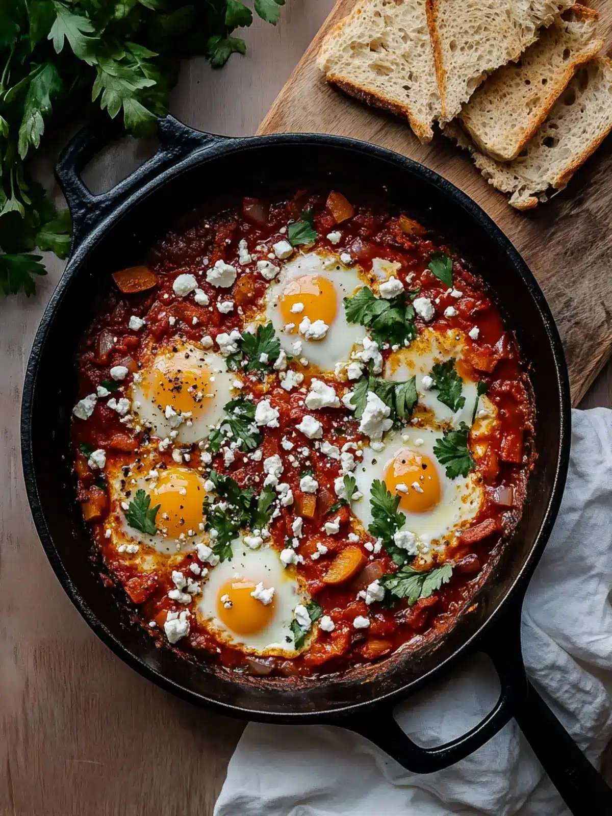 Spicy Shakshuka: Eggs Poached with Sausage and Feta Bliss 2 Shakshuka (Eggs Poached in Tomato Sauce with Sausage, Peppers, and Feta)