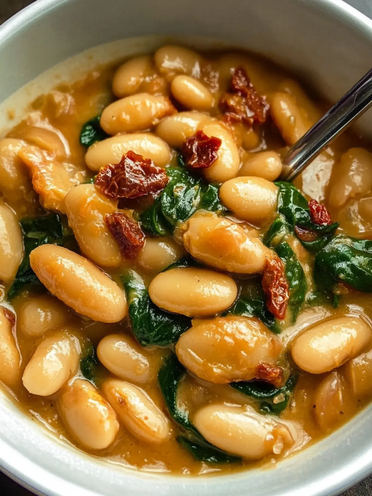 Savory Tuscan Butter Beans with Spinach and Sun-Dried Tomato 2 Tuscan Butter Beans with Spinach and Sun-dried Tomato